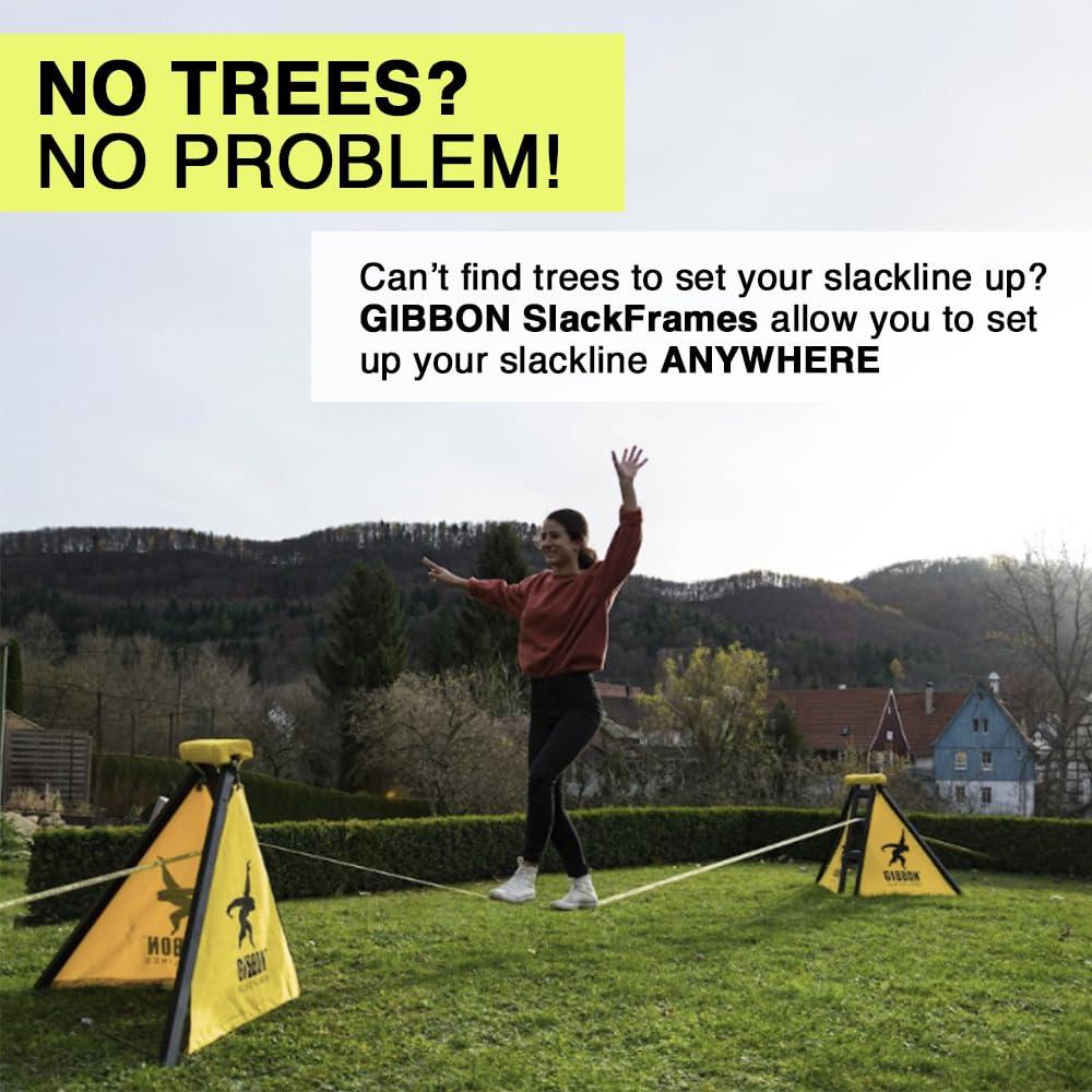 Gibbon Gibbon SlackFrame - Slackline A Frame to Slackline Without Trees - Slack Line Accessory Adjustable Frame (1, 1.6 and 2.3 Feet Height) - Weatherproof Slackline Attachments, A-Frame Accessories