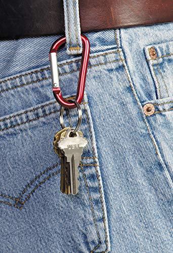 Lucky Line Lucky Line Aluminum Large 3-1/8\" Carabiner Clip, Snap-Link C-Shape Heavy Duty Key Chain, Nickel-Plated Key Ring, Light Weight and Durable, Red, 5 Pack