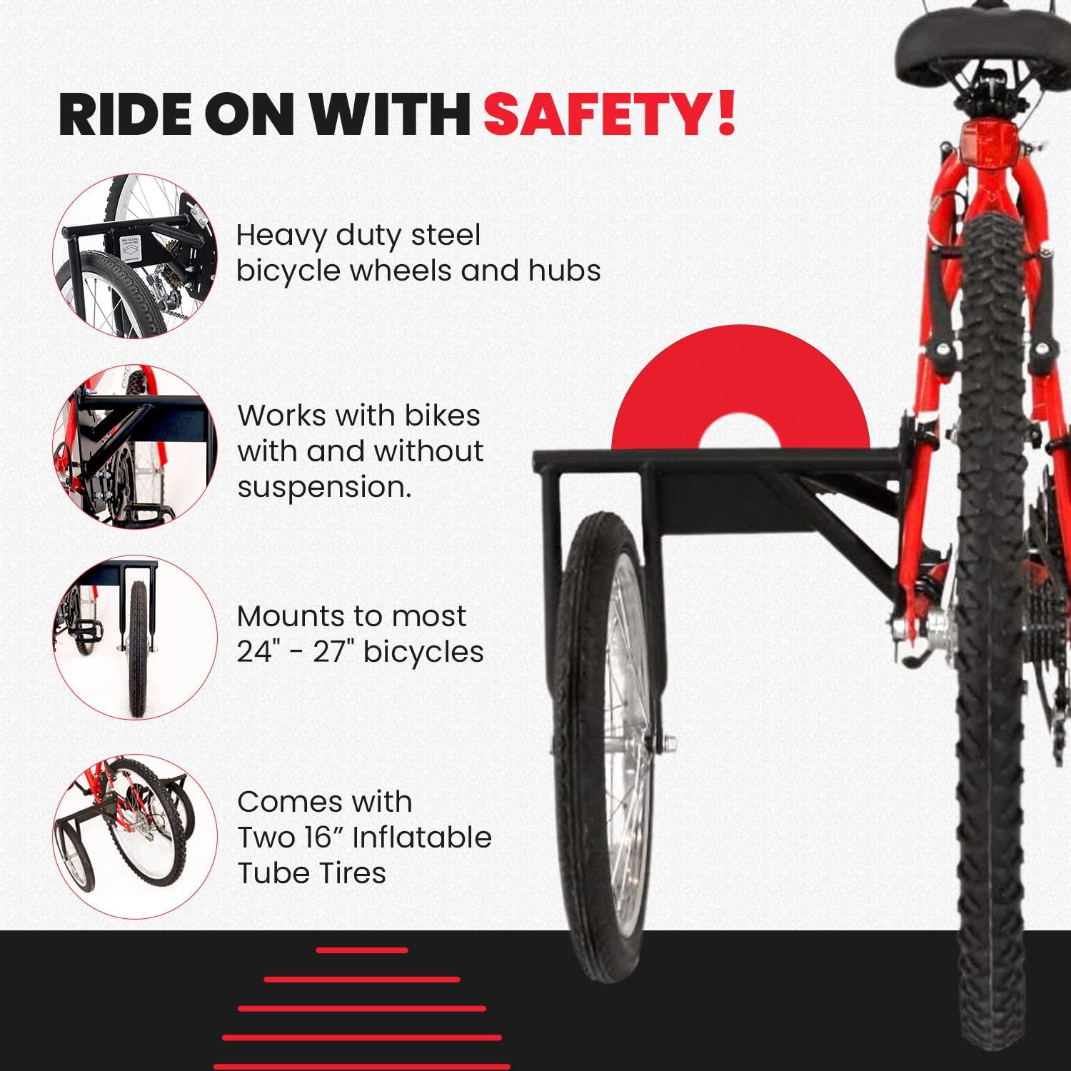 Titan Bike USA Heavy-Duty Stabilizer Wheels for Adult Bicycles, The Original Training Aid for Full Size Bikes with a 24" to 27" Inch Wheel, Supports Over 250 LBS, Patented Design, Black, 16-Inch (1000)