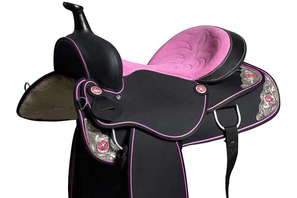 Deen, Enterprises Deen, Enterprises Youth Child Synthetic Western Pony Miniature Horse Saddle Tack Get Matching Headstall, Breast Collar & Saddle Pad Size 10\" to 12\" Inches Seat Available (12\" Inches seat)
