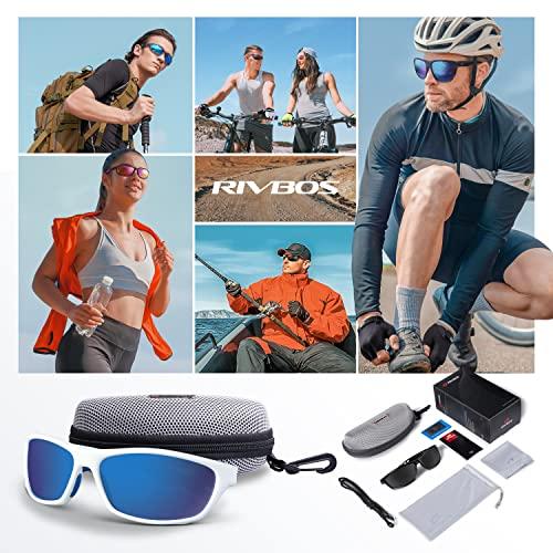 RIVBOS RIVBOS Polarized Sports Sunglasses Driving Sun Glasses Shades for Men Women for Cycling Baseball Running RB833-White&Blue