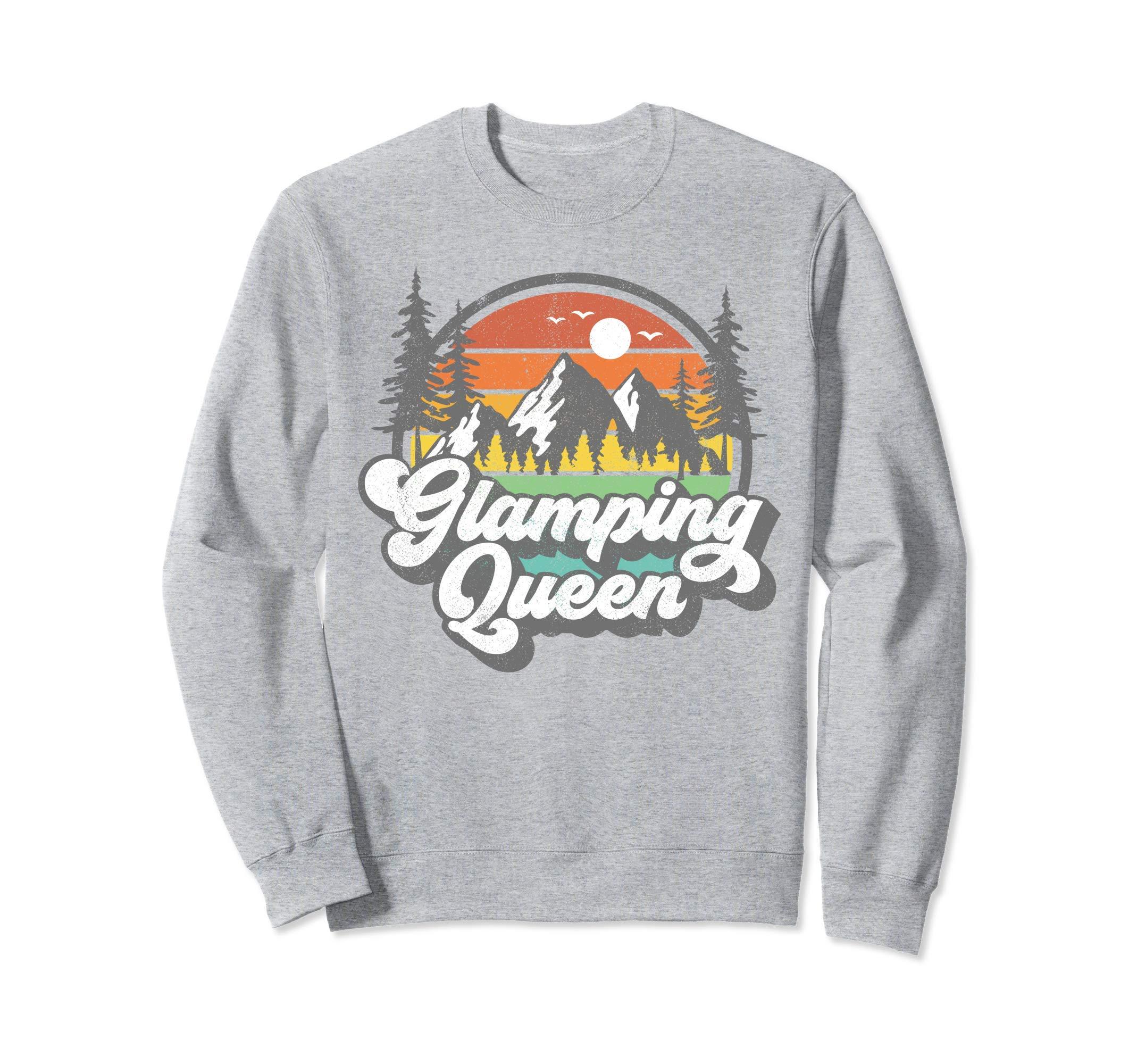 Retro Camping Shirts For Men Women Funny Gifts Glamping Queen Funny Camping Camper RV Outdoor Womens Gift Sweatshirt