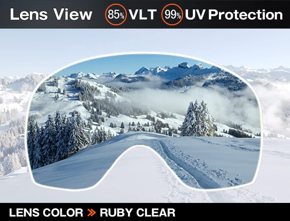 ZERO TECH BASE ZERO TECH BASE Replacement Lens compatible with Oakley Snow Goggles Interchangeable Lens Mirror Lens CANOPY Ruby Clear