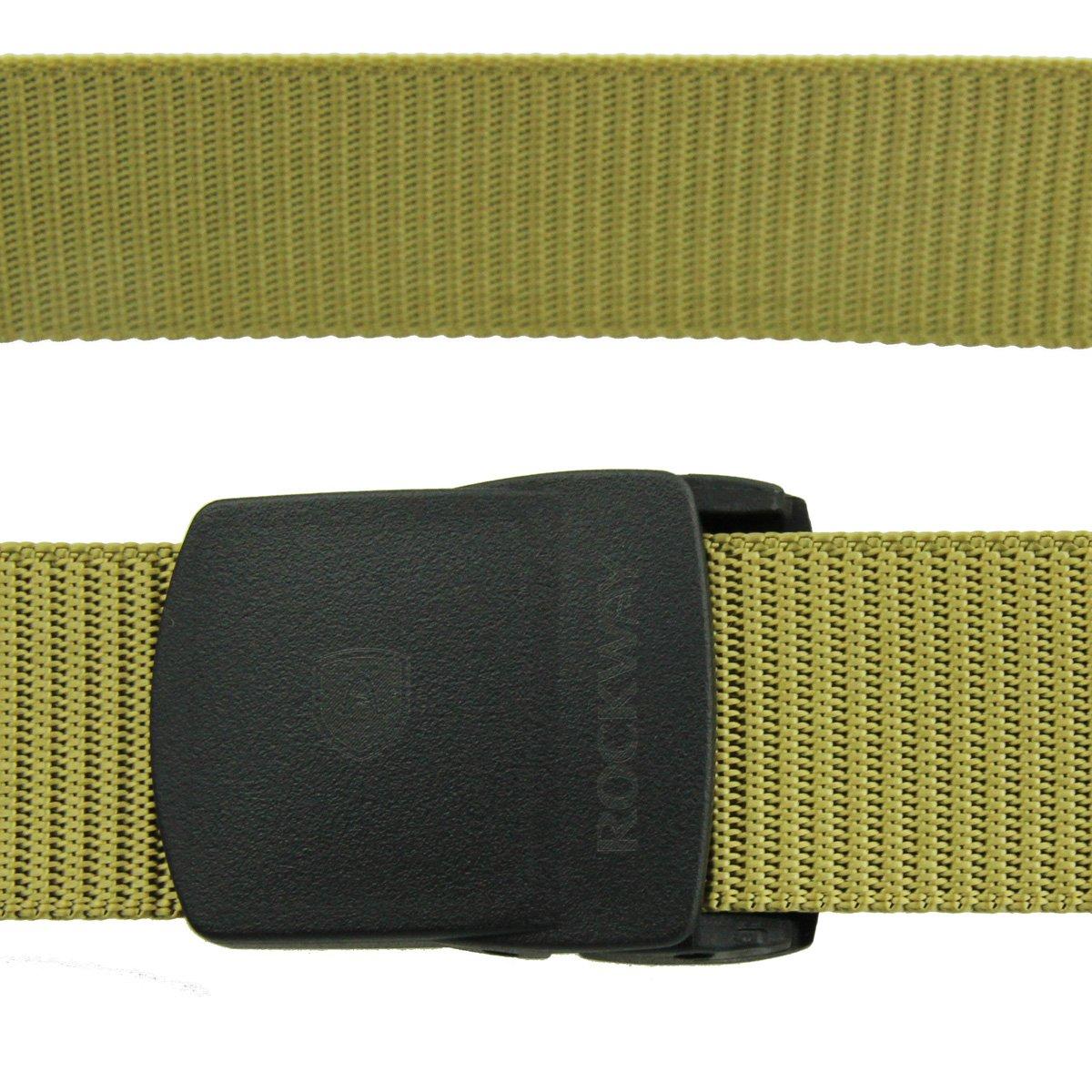 Rockway Rockway Men's Nylon Webbed Belt with YKK Dupont Plastic Buckle, Nickel Free Airport Friendly Khaki (X-Large)