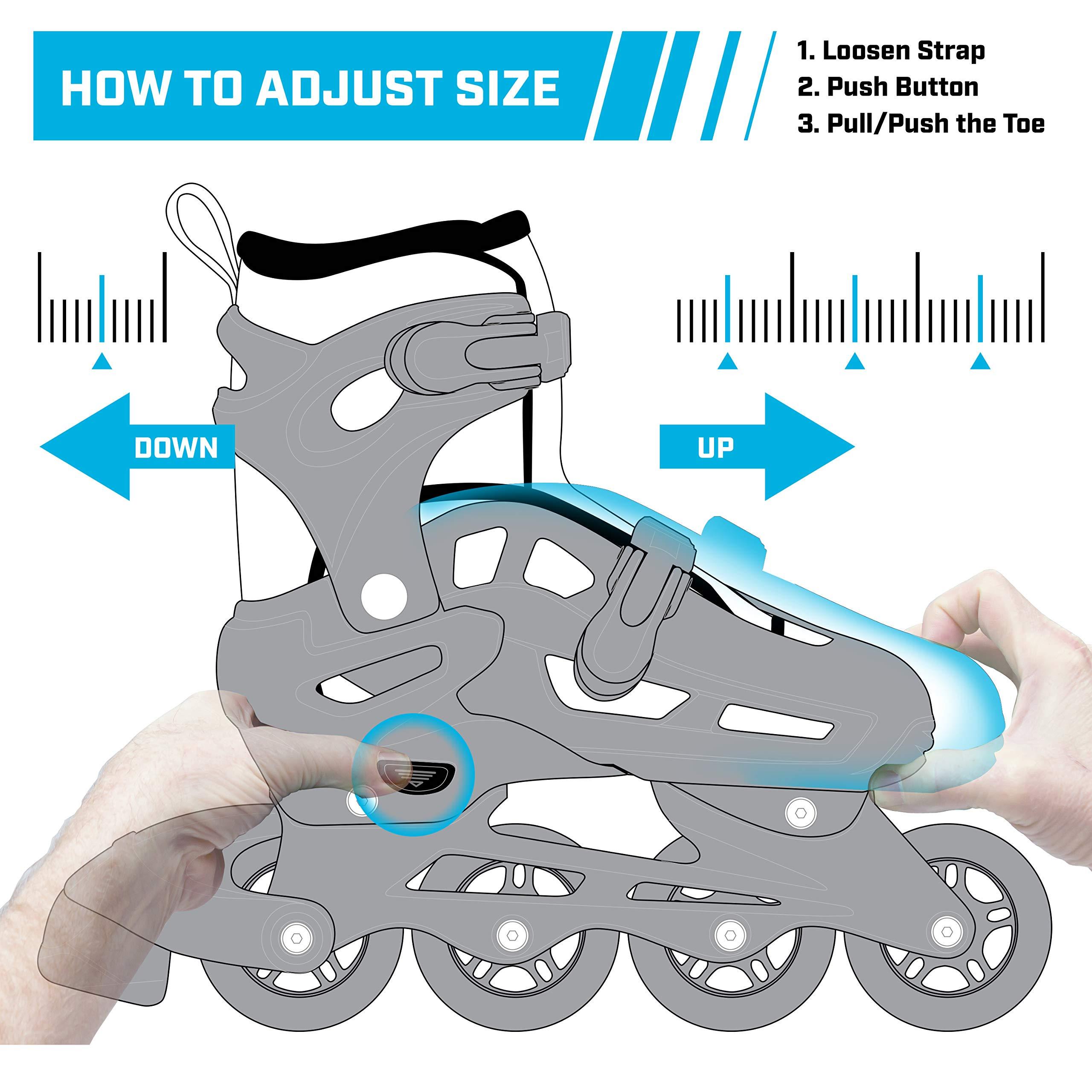 Roller Derby Roller Derby Stryde Youth Adjustable Inline Lighted Wheel Skates Small Black/Green