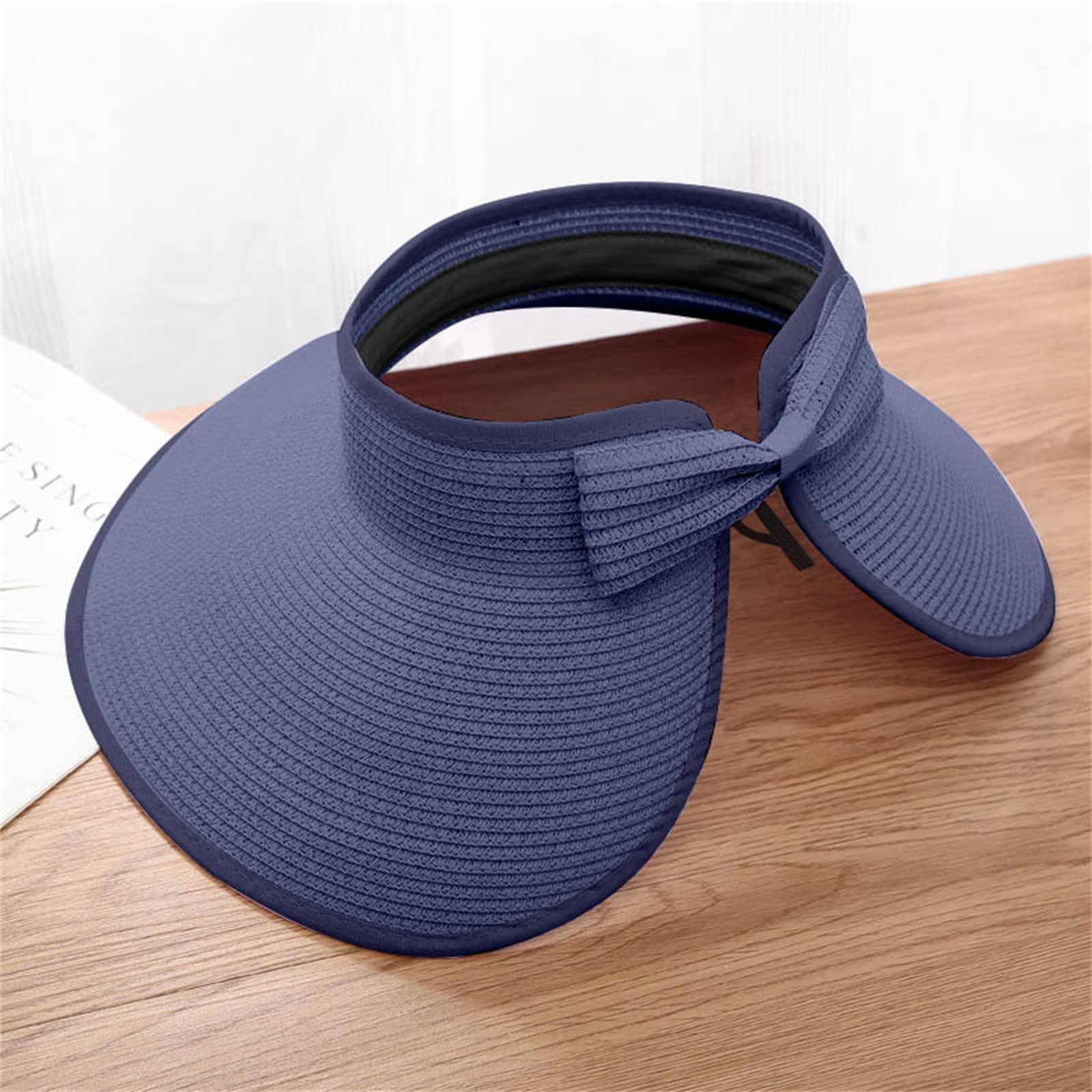 NineFit Basics Sun Protection Hats Women's Sun Visor Hats for Women Wide Brim Straw Visors Womens Foldable Beach Best Mens Beach Hat Navy