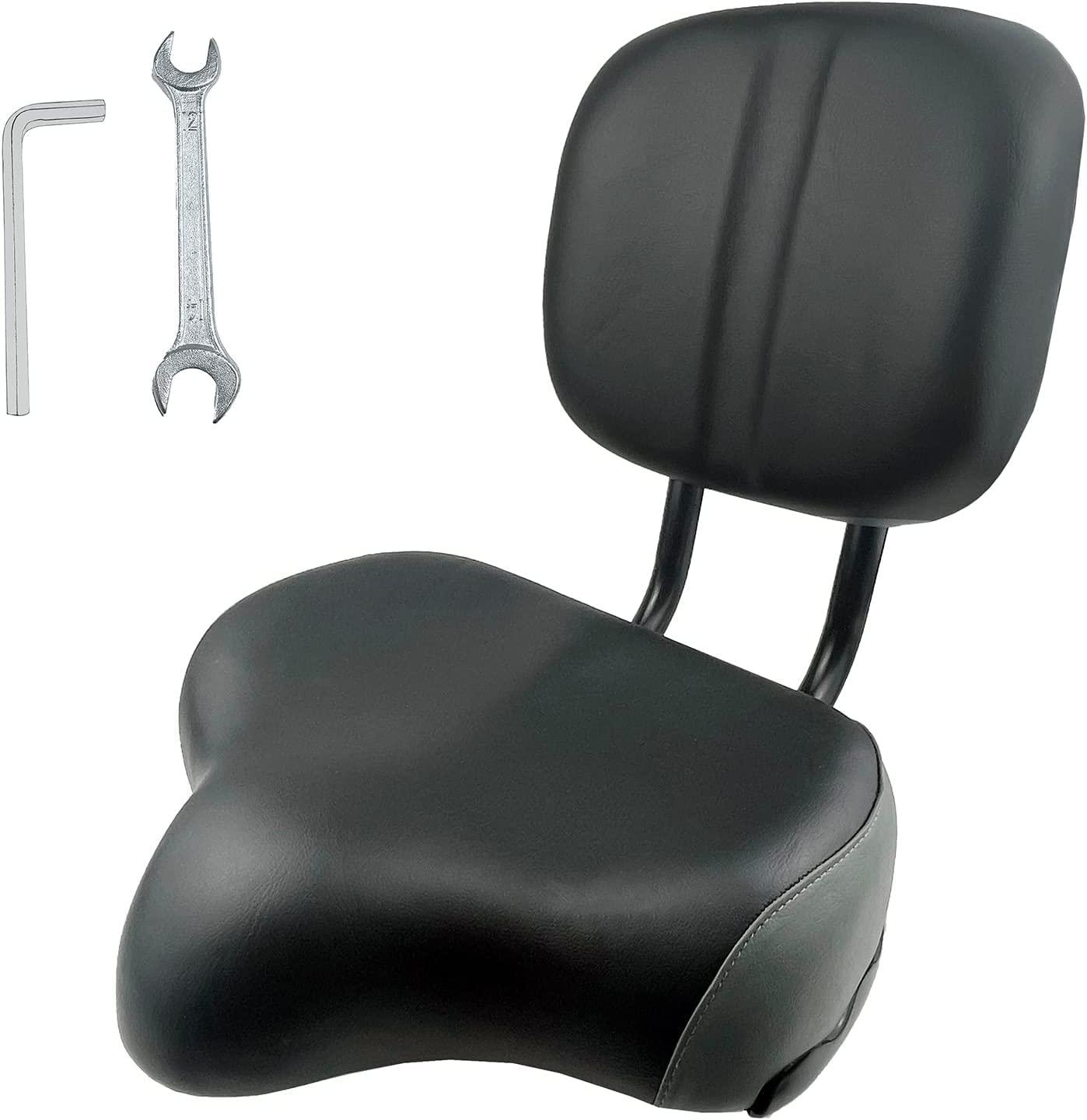 THALOUS THALOUS Bike Seat with Backrest Oversized Comfort Bicycle Saddle Replacement Soft Memory Foam Padded PU Cushion Universal for Tricycle Mountain Bike Commuter Bike Electric Bike