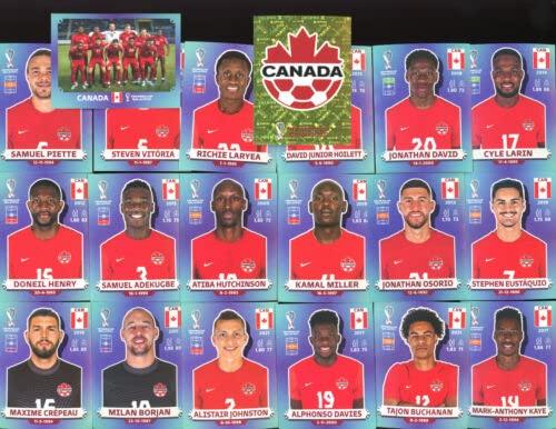 Generic Canada Soccer Team Set 2022 Panini Stickers World Cup Canada 20 Players Complete Set