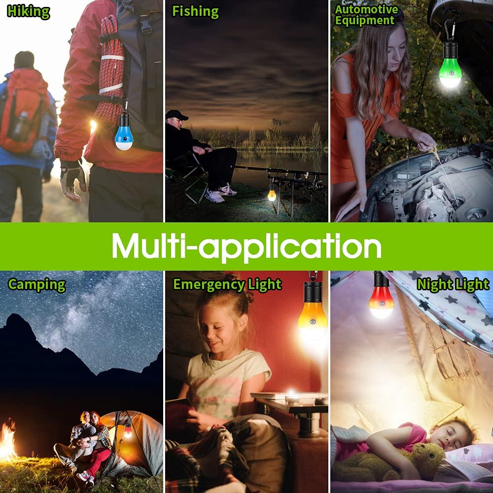 Doukey Campings Light [4 Pack] Doukey Portable Camping Lantern Bulb LED Tent Lanterns Emergency Light Camping Essentials Tent Accessories LED Lantern for Backpacking Camping Hiking Hurricane Outage