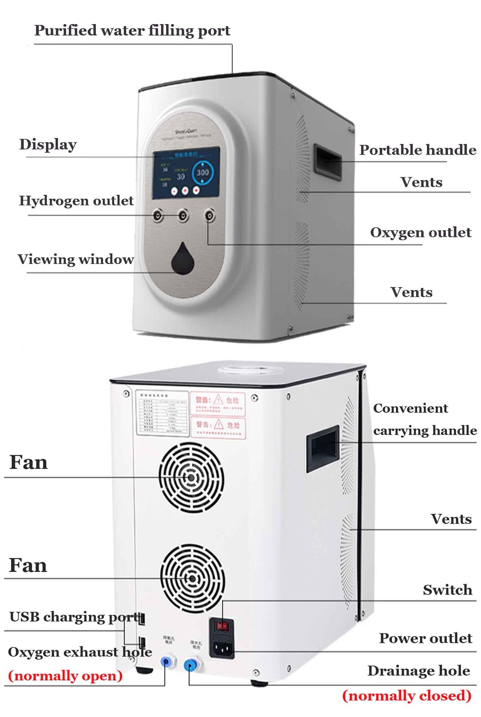 ASHLGQB ASHLGQB Hydrogen Inhalation Machine, HO-Mixed (300H+300O+300H) mL/min Hydrogen Inhaler, Upgrade Hydrogen Water Generator, 99.99% High Purity, Adjustable flow