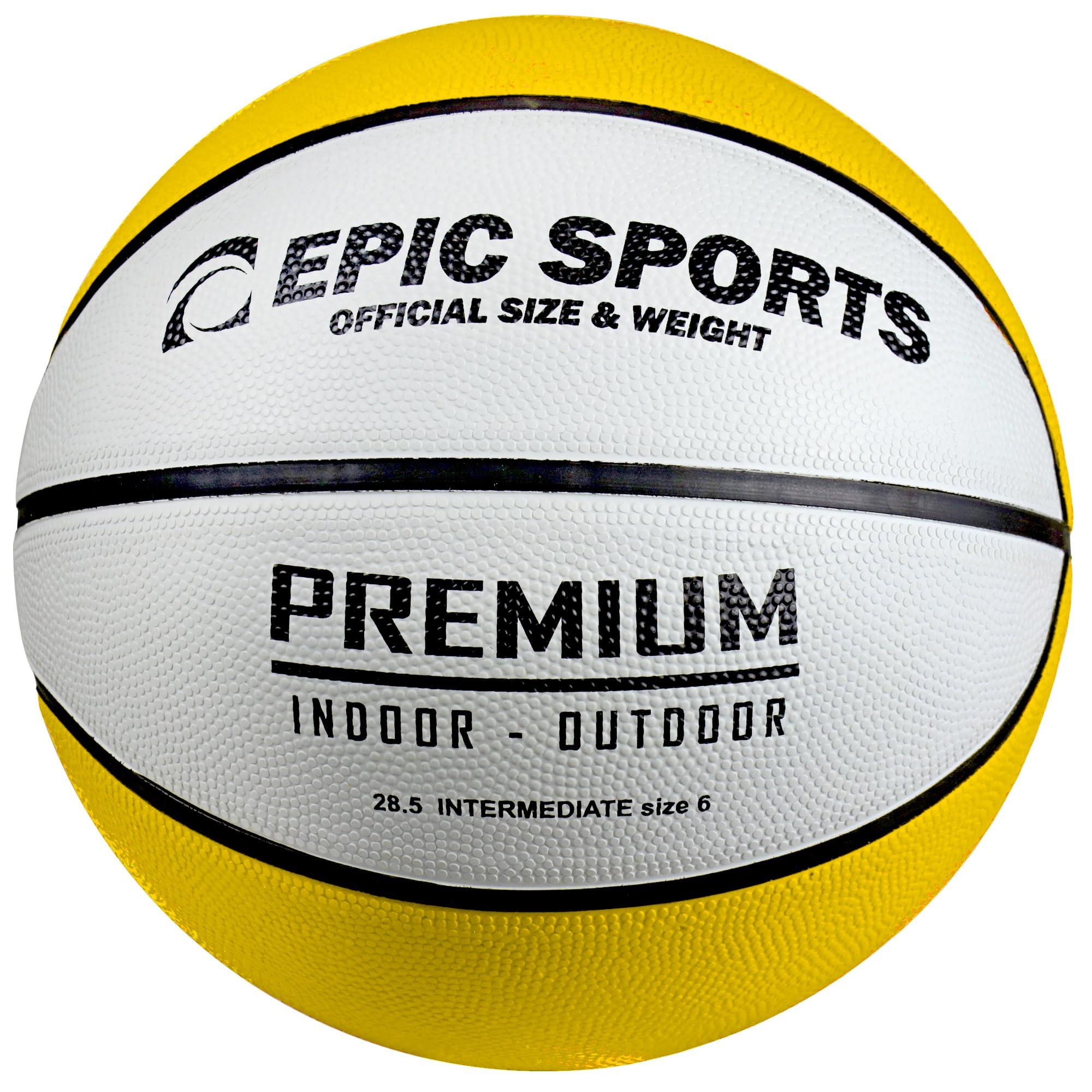 Epic Sports Epic Multi-Color Premium Rubber Recreational Yellow/White Basketball 5-27.5" (Junior)
