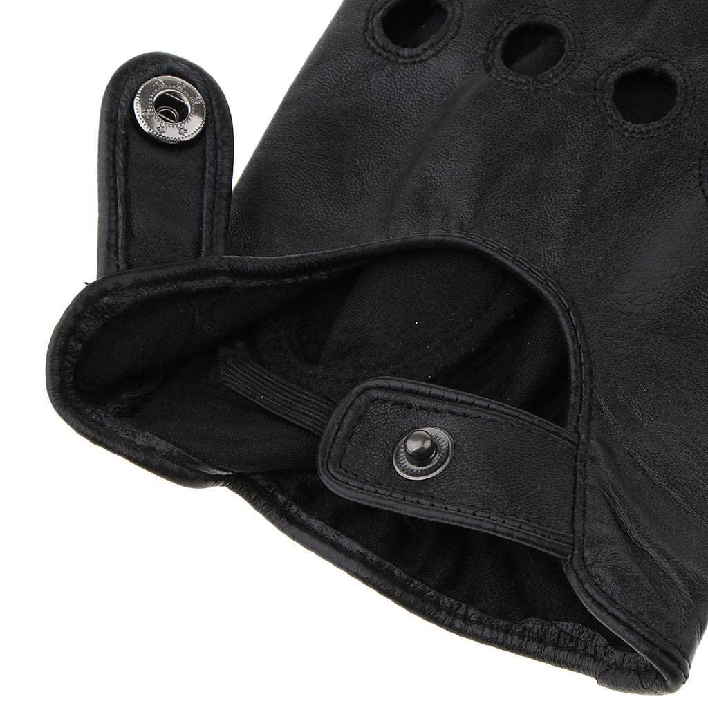 pistro pistro Mens Vintage Leather Driving Gloves Lined Screen Touch Drive Gosling Gloves - Black, L