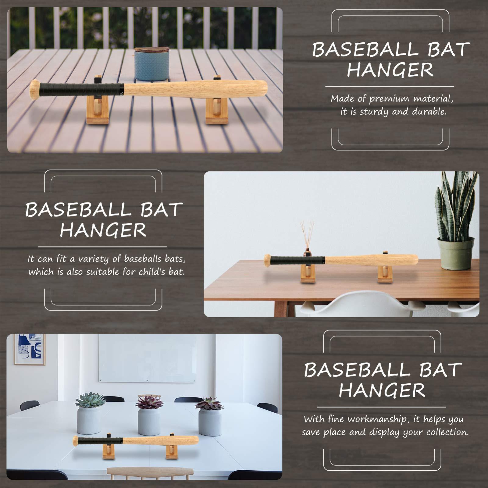 BESPORTBLE BESPORTBLE 1 Pair Horizontal Baseball Bat Holder Baseball Bat Wall Mount Baseball Softball Bat Rack Baseball Bat Display Holder Rack for Table Or Desk