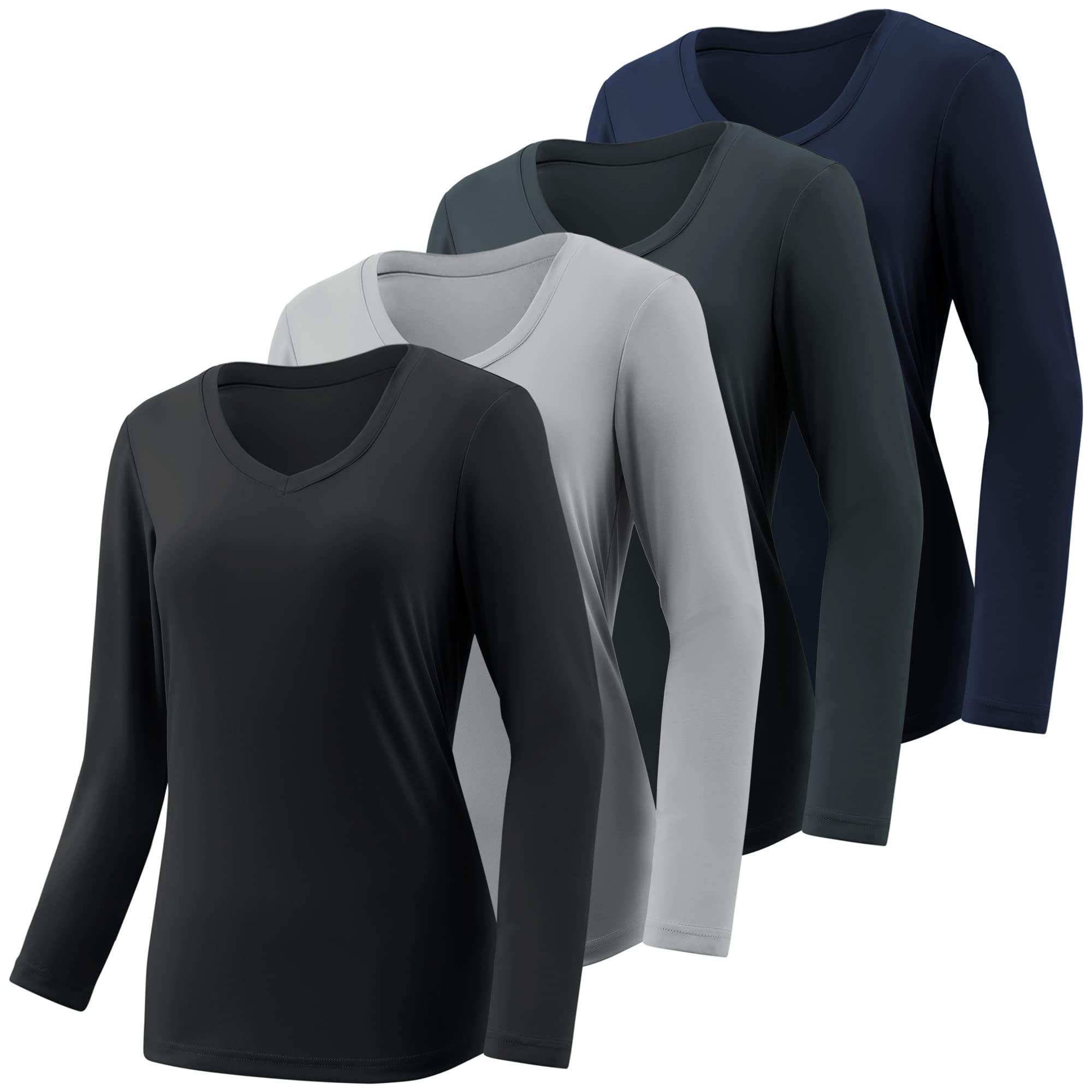 BVNSOZ 4-7 Pack Long Sleeve Shirts for Women,Moisture Wicking Shirts Long Sleeve Workout Tops for Women V Neck Hiking T-Shirts