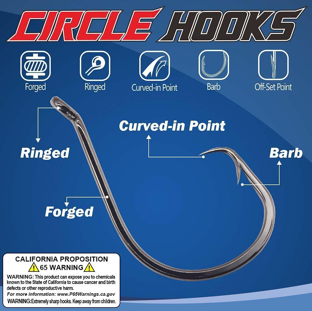 XFISHMAN Circle-Hooks-Fishing-Equipment-Octopus-Hooks-Saltwater-50 Pack #1 12/0