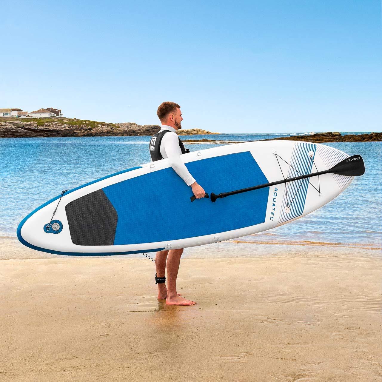 AQUATEC AQUATEC 6" Thick Inflatable Paddle Boards - Premium Paddle Board | SUP Accessories - Adjustable Paddle, Pump & Backpack (10.5ft Pro Board (187lb MAX), without Seat)