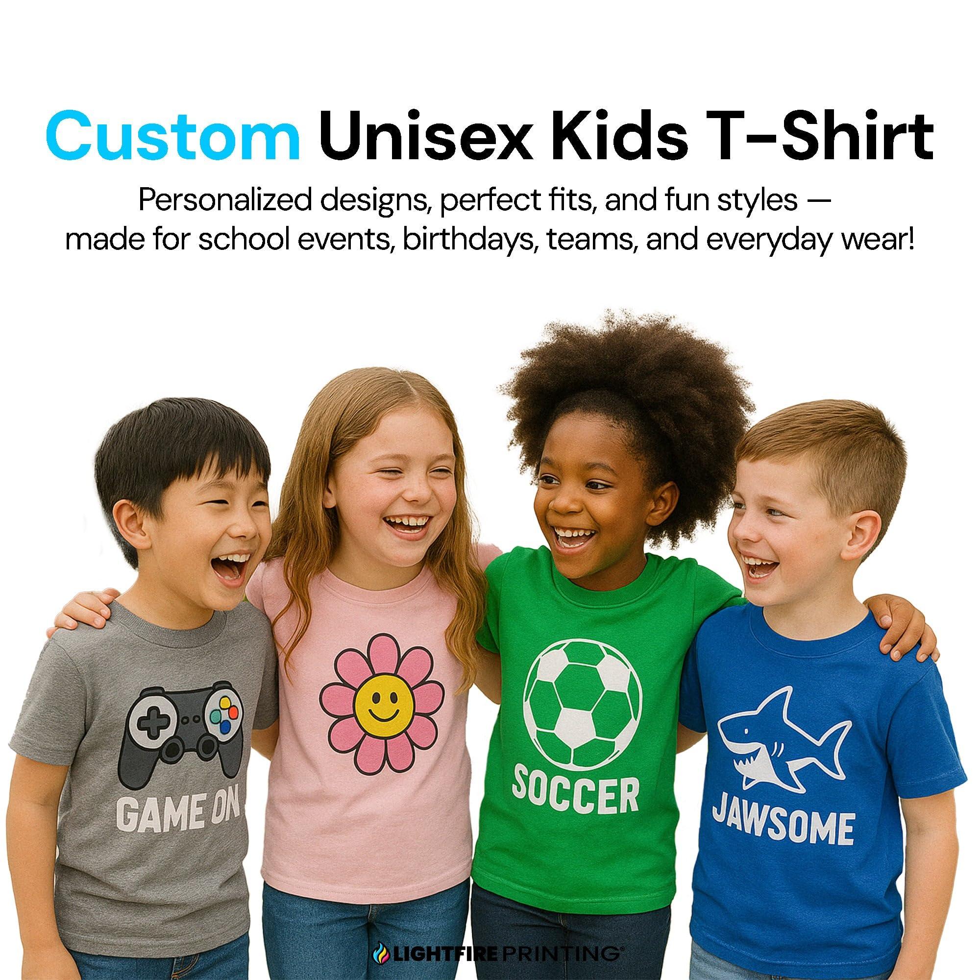 PIVOI Custom Shirts for Kids Personalized Cotton T Shirts for Boys Girls Children Customized DTF Print Custom Kids Shirt Tshirt Upload Your Design Medium White Tshirt