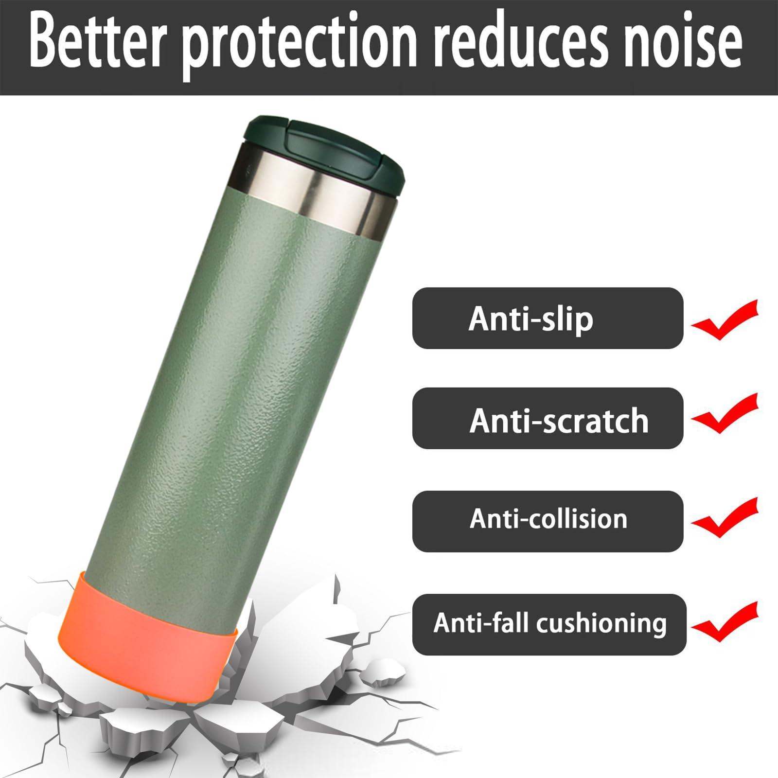 NineFit Basics 2PCS Silicone Water Boot for Stanley All Day Slim 20oz, Anti-Slip Protective Sleeve Bottom Bumper Protector for AeroLight Transit (Orange)