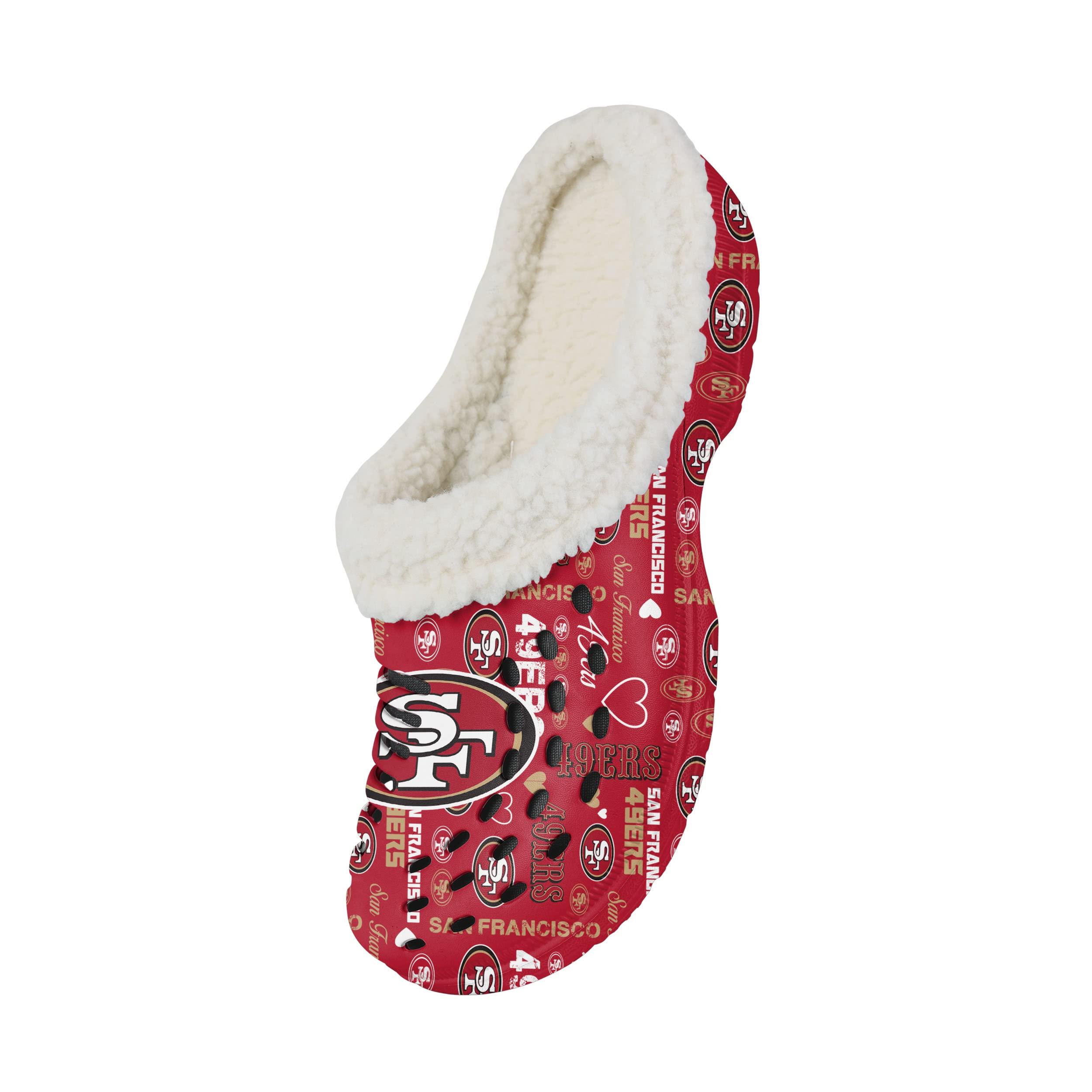 FOCO FOCO San Francisco 49ers NFL Womens Sherpa Lined Logo Love Clog - S