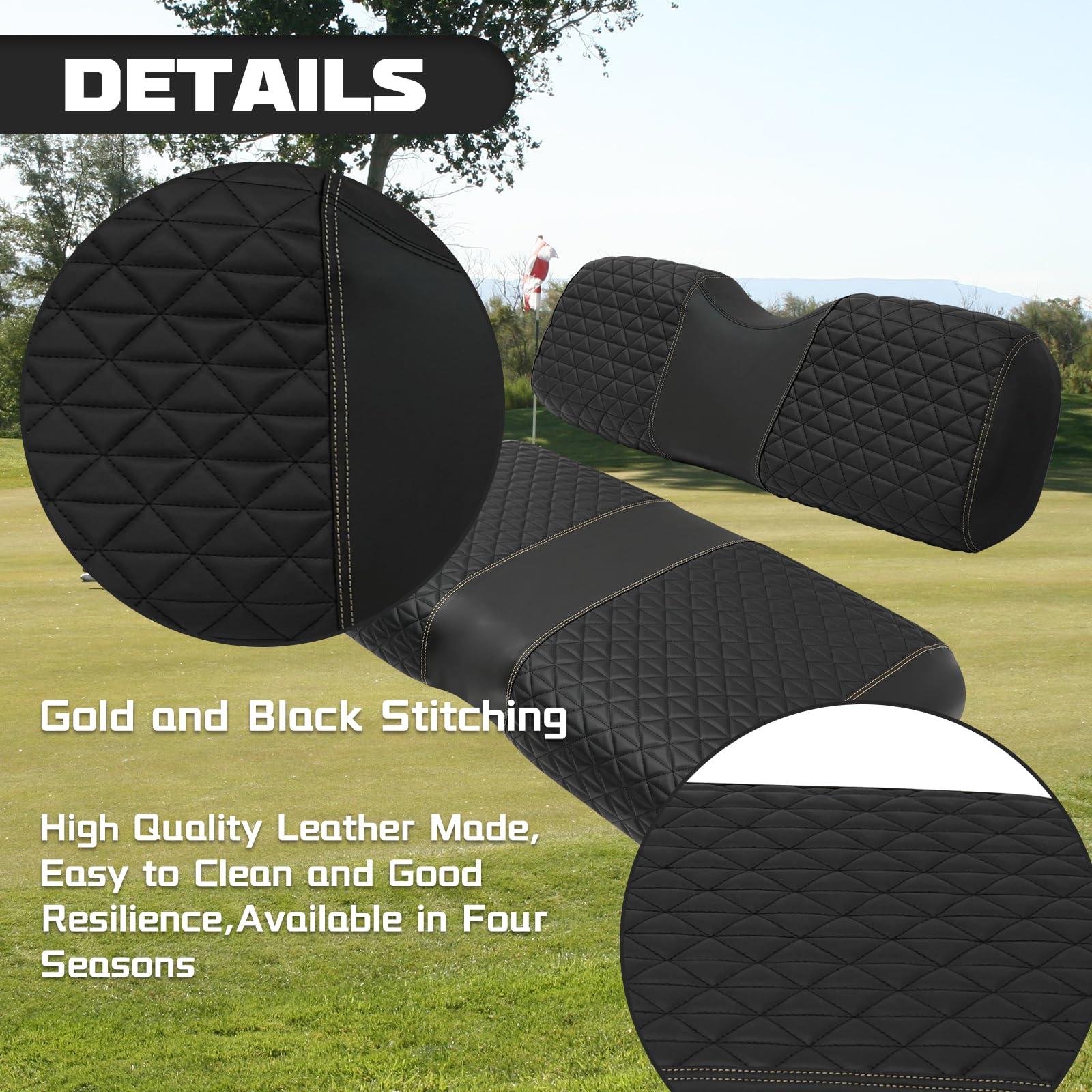 XUANYUDG0769 XUANYUDG0769 Golf Cart Front and Rear Seat Covers for 2008+ EZGO RXV Golf Cart and B-Shaped Aftermarket Rear Seat, Vinyl Leather Made/Adjustable Straps and Retractable Buckle/No Stapler Required,4PCS