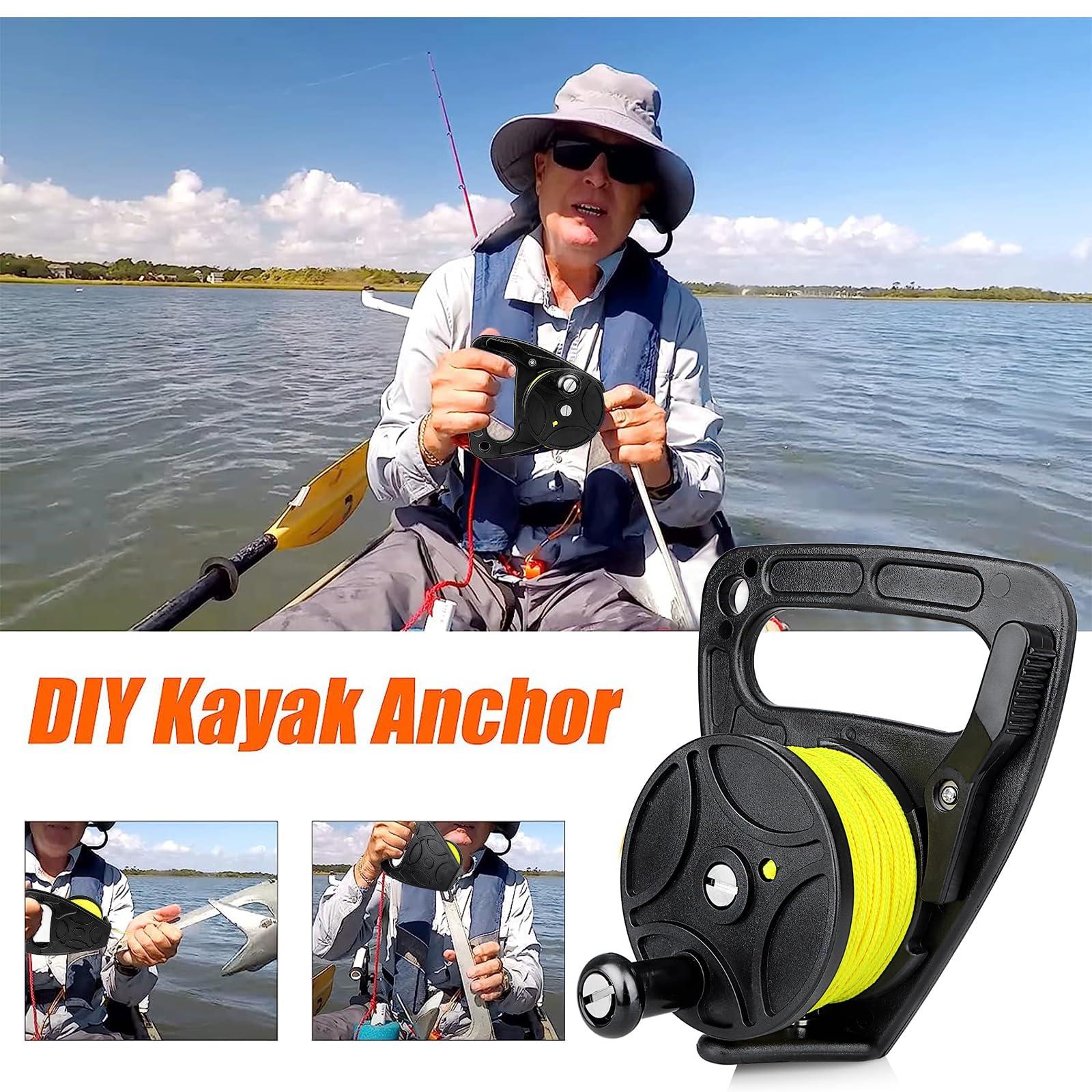 Seafard Seafard Compact 150ft Scuba Dive Reel Kayak Anchor with Thumb Stopper for Safety Underwater Diving Snorkeling Black