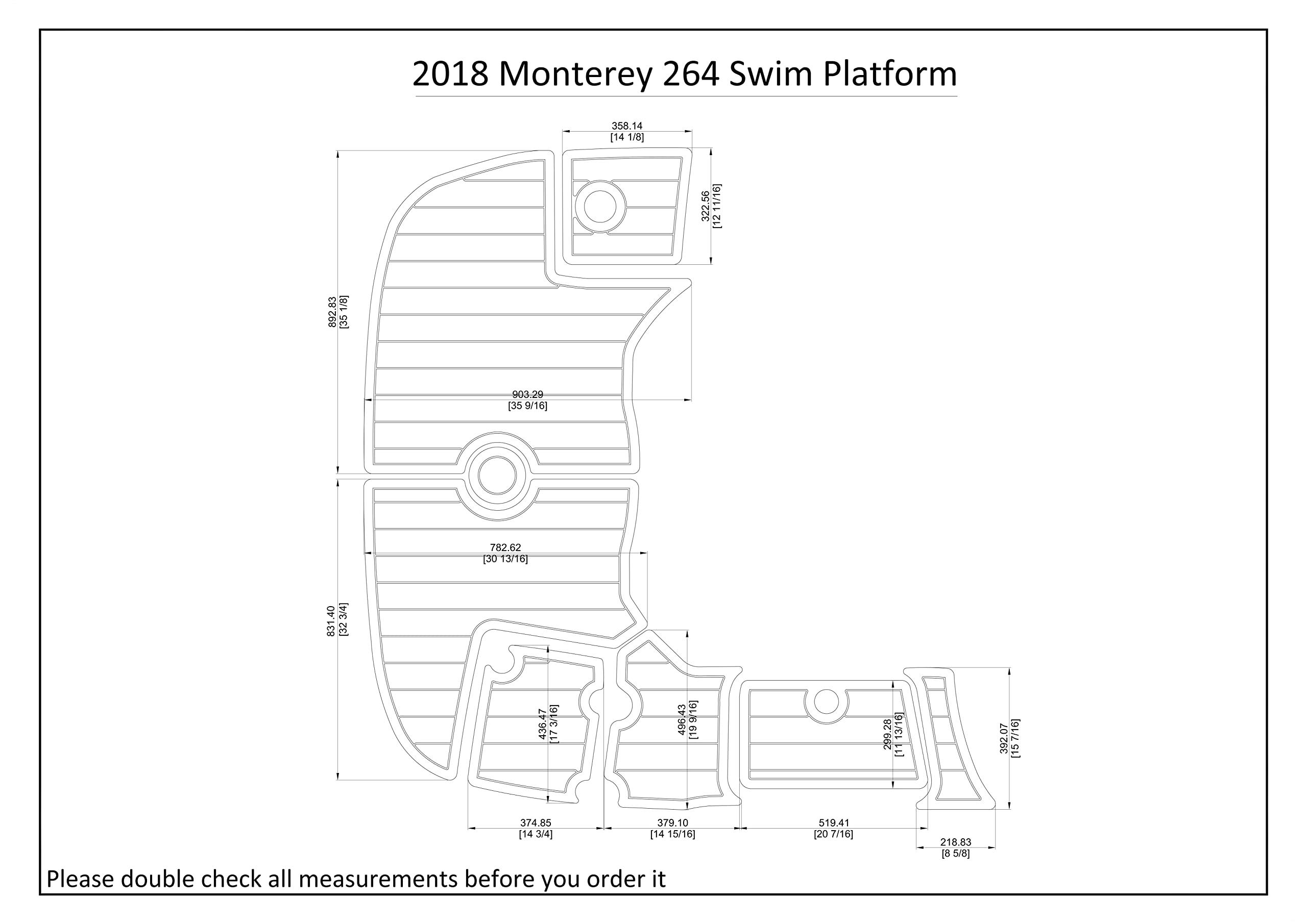 NineFit Basics Boat EVA Faux Teak Decking Floor Compatible with 2018 Monterey 264 Swim Platform