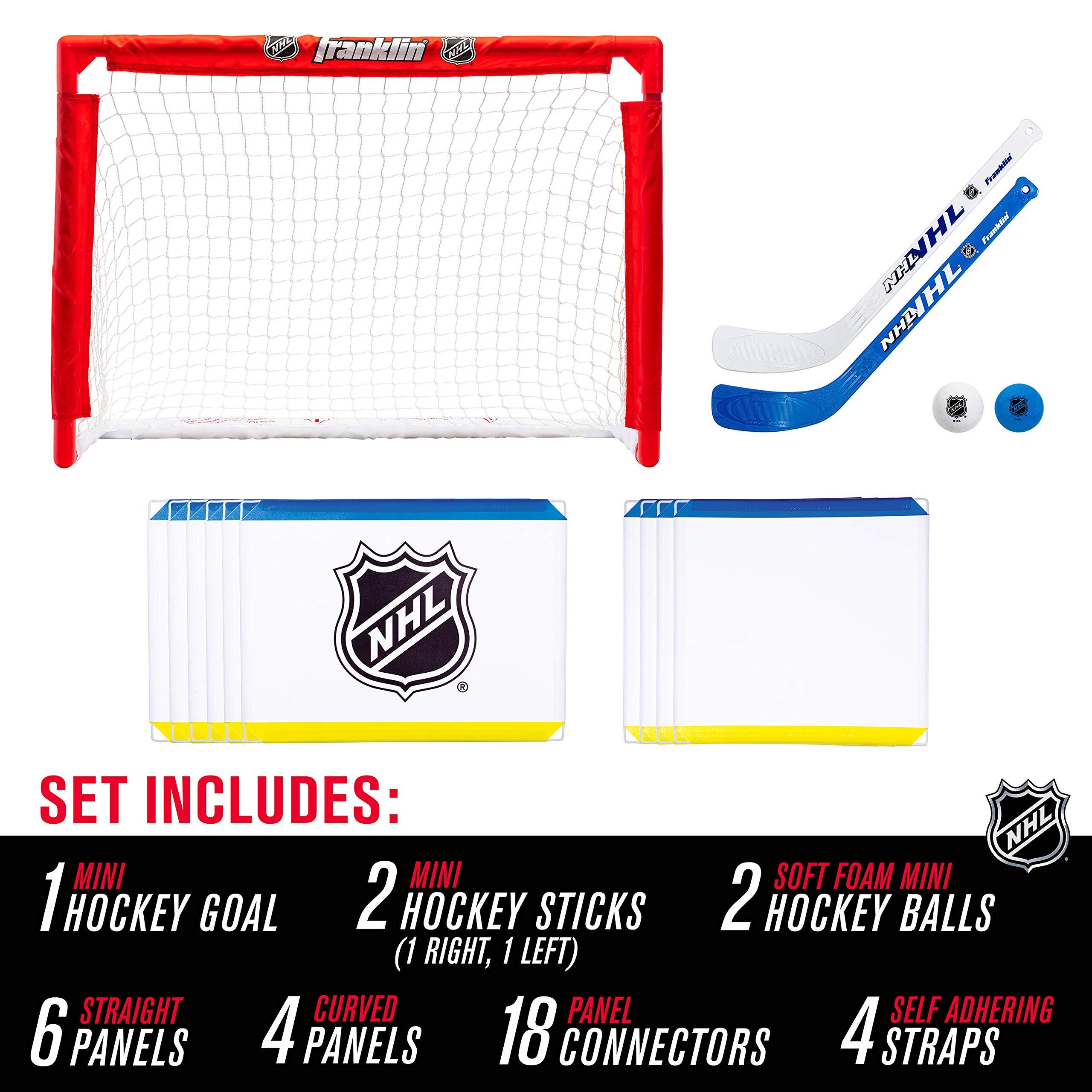 Franklin Sports Franklin Sports Mini Hockey Rink Set - Half Rink Knee Hockey Goal, Mini Sticks, and Ball Set - Indoor Mini Hockey Rink - Official NHL Licensed White