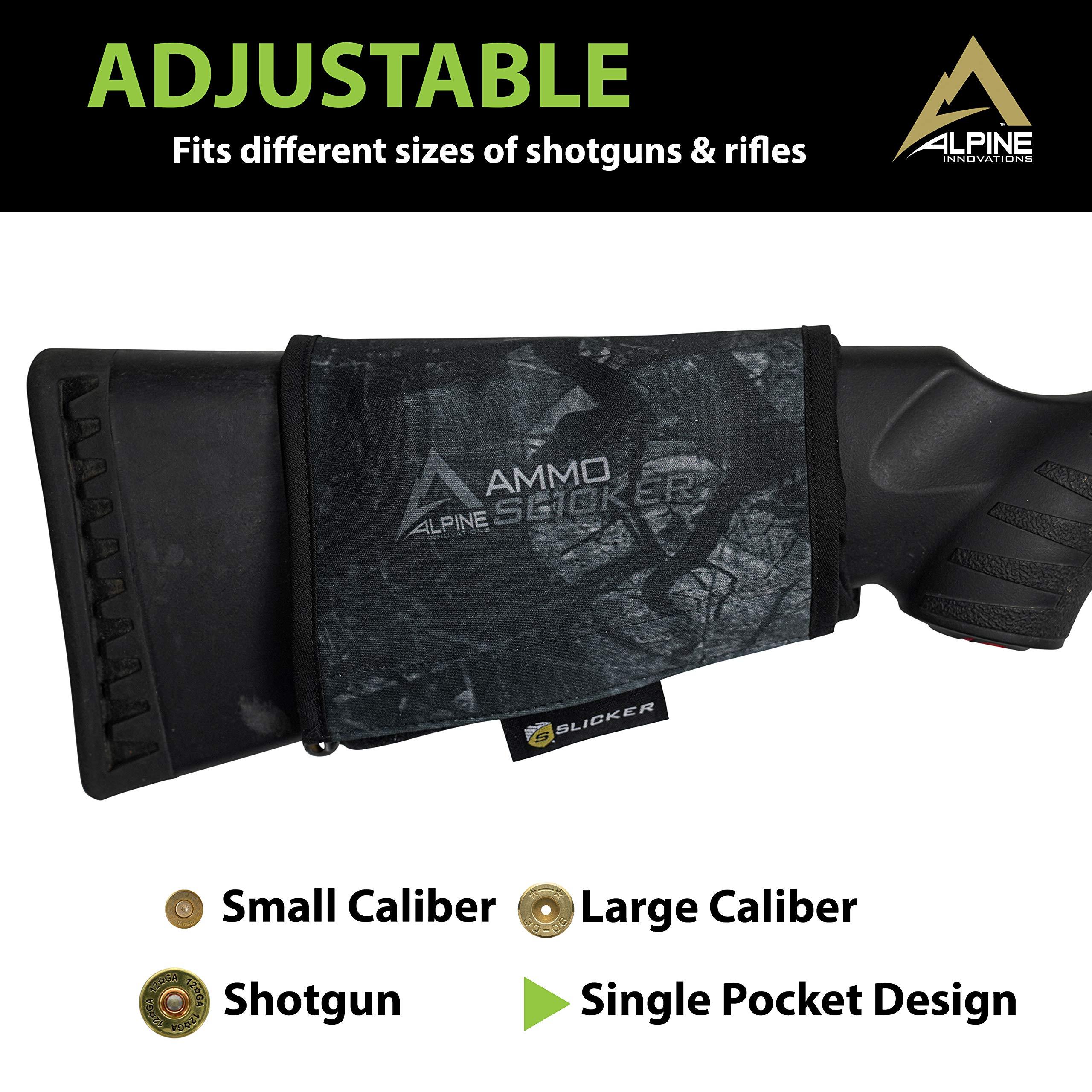 Alpine Innovations Alpine Innovations AmmoSlicker | Ammo Pouch | Buttstock Shell Holder | Hunting Accessories | Weatherproof and Secure Storage | Small Caliber Fits 10 Rounds | Alpine Mountain Camo