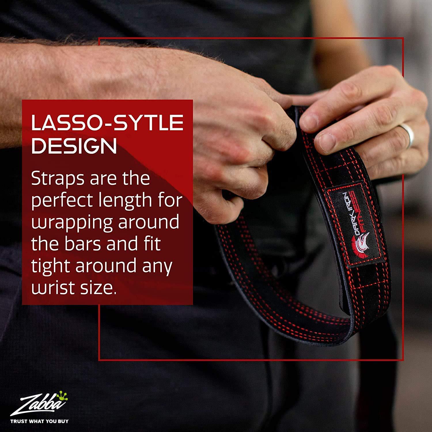 Dark Iron Fitness Dark Iron Fitness Weightlifting Leather Suede Lifting Wrist Straps Bundle for Men and Women Wraps Weight for a Heavy Powerlifting Grip Hooks with Padded Support