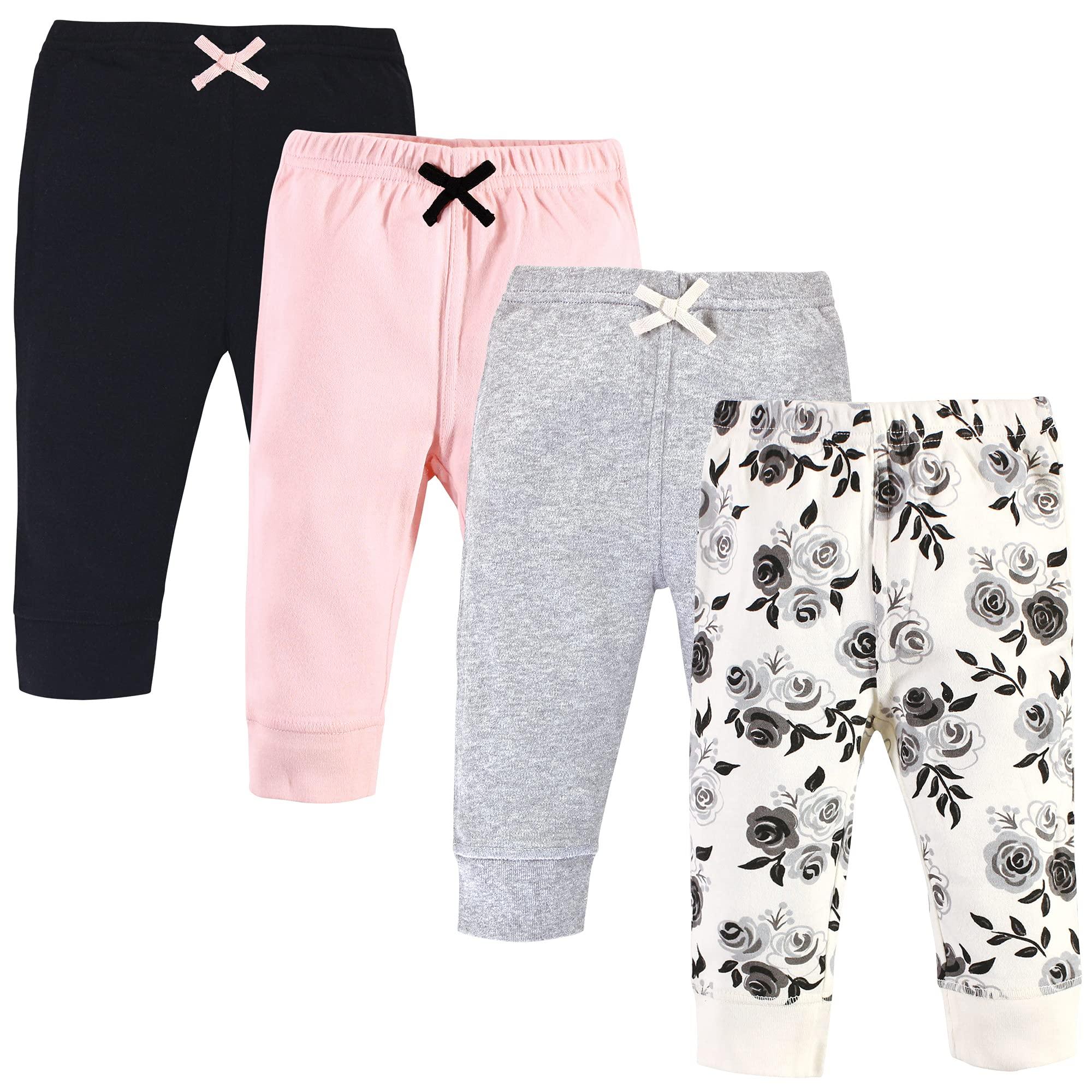 Touched by Nature Touched by Nature Unisex Baby Organic Cotton Pants, Black Floral, 18-24 Months