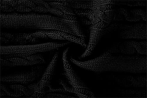 Kaxiya2021 Men's Double Breasted Cardigan Sweaters Shawl Collar Button Up Cable Knitwear Thermal Thick Chunky Sweater Jacket (Black,Small)