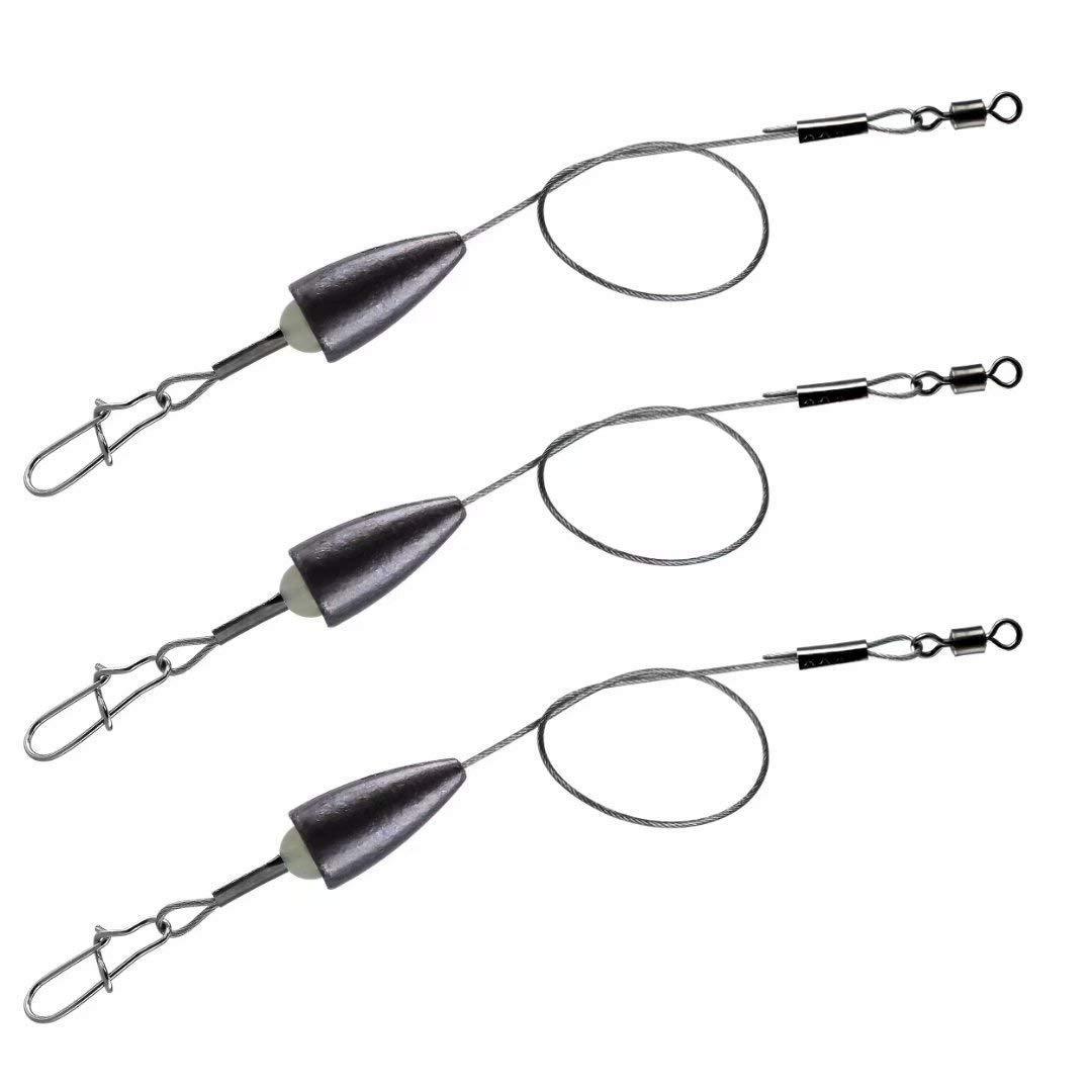 THKFISH THKFISH Fishing Weights Bullet Sinker Pre-Rigged Carolina Rigs Fishing Ready Carolina Rigs 1/4oz 15pcs