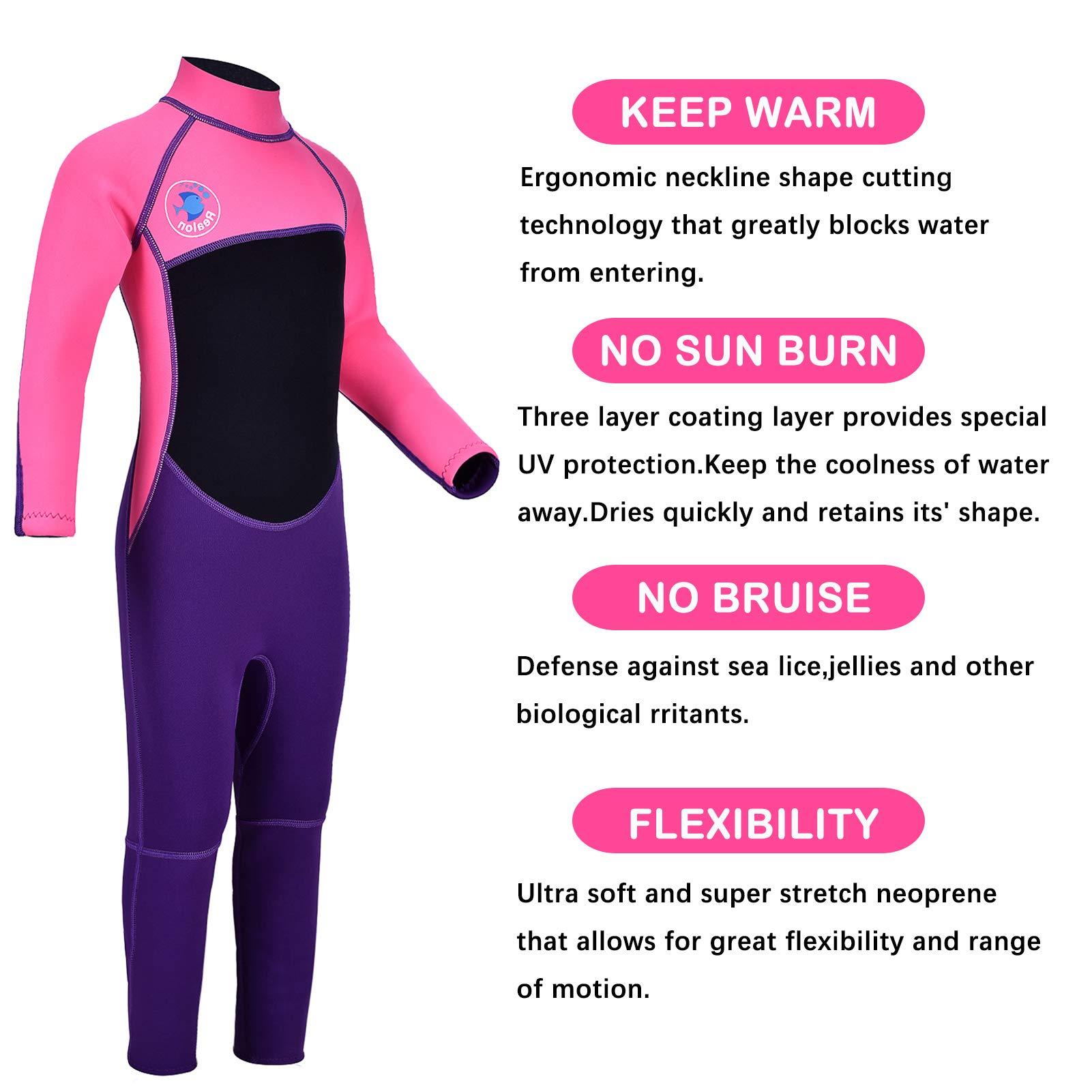 REALON REALON Kids Full Wetsuit Toddler Boys Girls and Youth 2.5mm 3mm Neoprene Child Wet Suit Back Zipper Thermal Swimsuits for Diving Surfing Swimming Water Sprot