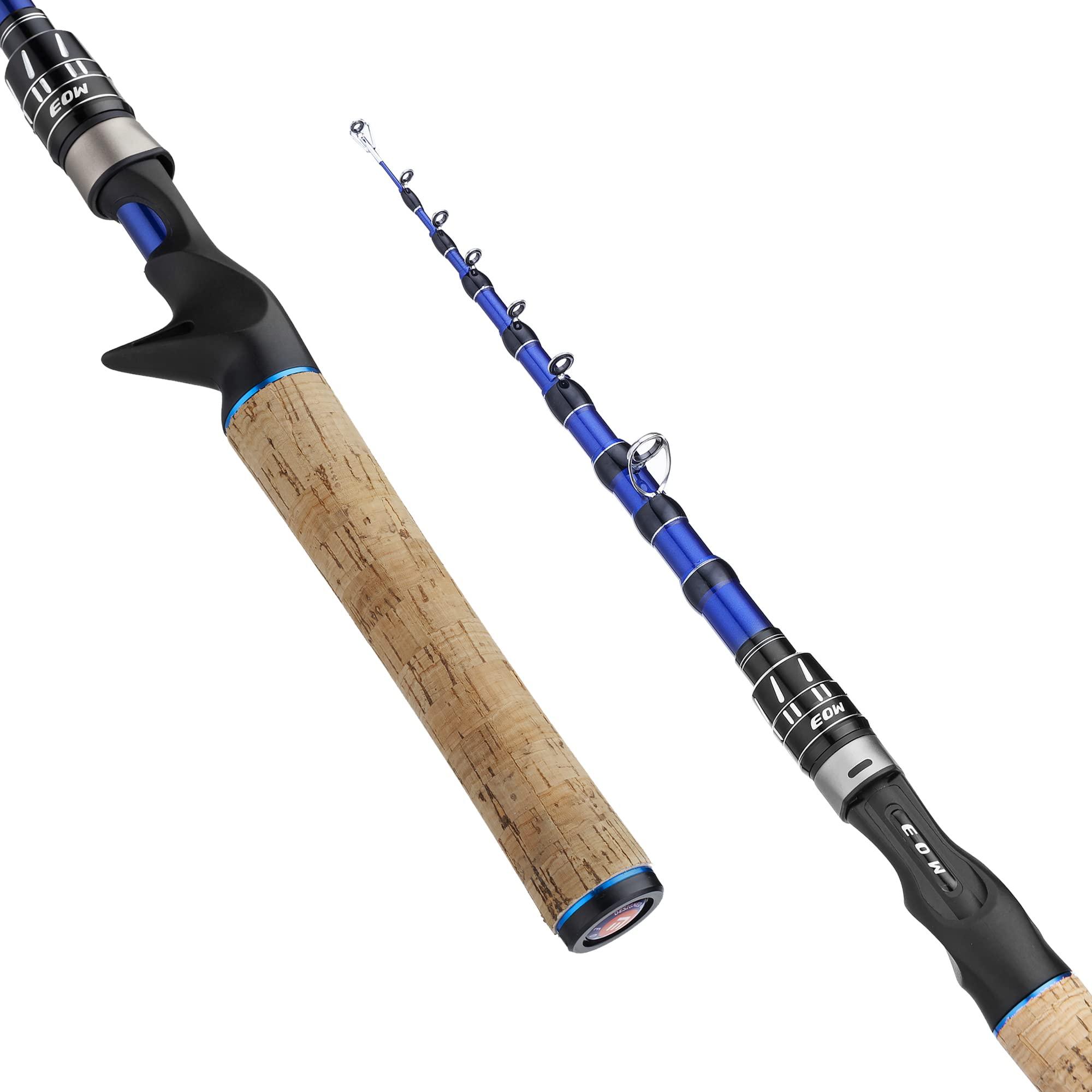 EOW EOW XPEDITE PRO Portable Telescopic Casting and Spinning Fishing Rods, 24T Carbon Blanks & Solid Carbon Tip, Cork Handle, Travel Rod, Short Collapsible Rods