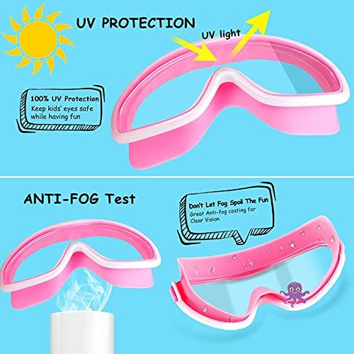 COOLOO COOLOO Kids Swim Goggles for Age 3-15, 2 Pack Kids Goggles for Swimming with Nose Cover, No Leaking, Anti-Fog, Waterproof, Blue+Green