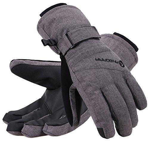 ANDORRA ANDORRA Winter Gloves Women Touchscreen Zipper Pocket Ski Gloves Waterproof Ski Gloves, Grey, S