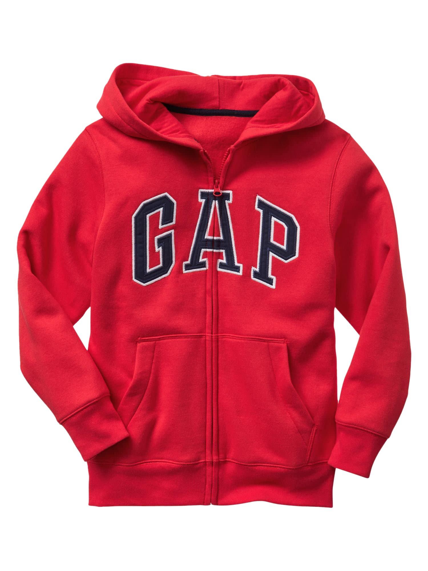 GAP GAP boys Logo Hoodie Zip Sweatshirt, Pure Red V2, Medium US