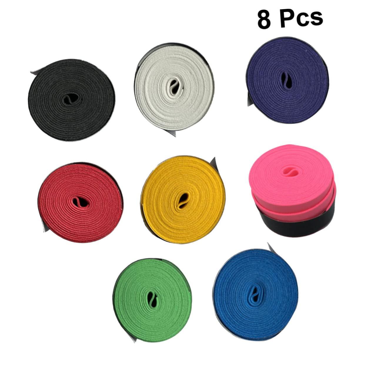 BESPORTBLE BESPORTBLE 16pcs Colorful Sweat Absorbent Racket Grip Bands for Badminton Tennis Pickleball and Fishing Rods Pu Soft Non-Slip Overgrip Mixed Colors