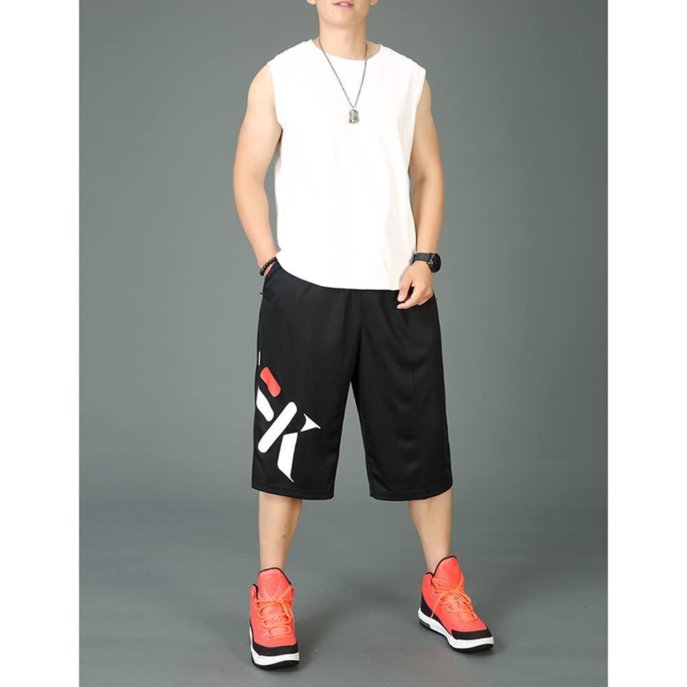 XYGJZ Long Basketball Shorts Men Big and Tall 3X Summer Activewear Casual Mens Workout Black Summer Wear(21506Black,3XL)