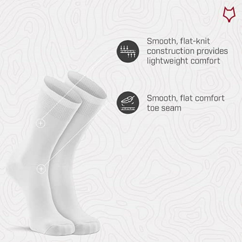 FoxRiver Fox River Wick Dry Crew Liner Sock, CoolMax Thin Fabric for Comfort, Breathable, Moisture Wicking, Performance Boot Socks, White, Small