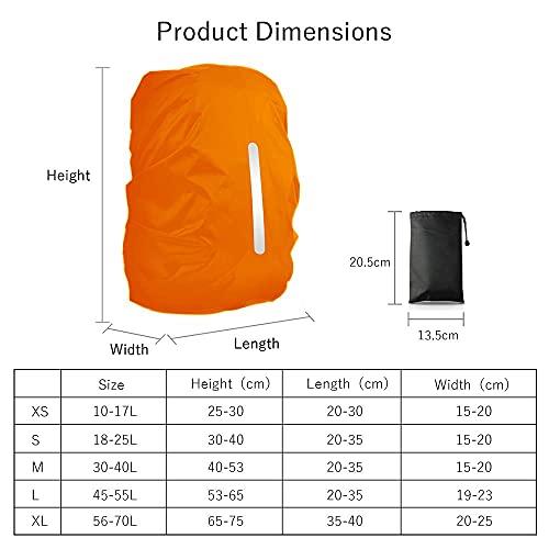 LAMA LAMA 2 Pack Waterproof Rain Cover for Backpack, Reflective Rucksack Rain Cover for Anti-dust/Anti-Theft/Bicycling/Hiking/Camping/Traveling/Outdoor Activities (1 Pcs Black + 1 Pcs Orange, L)