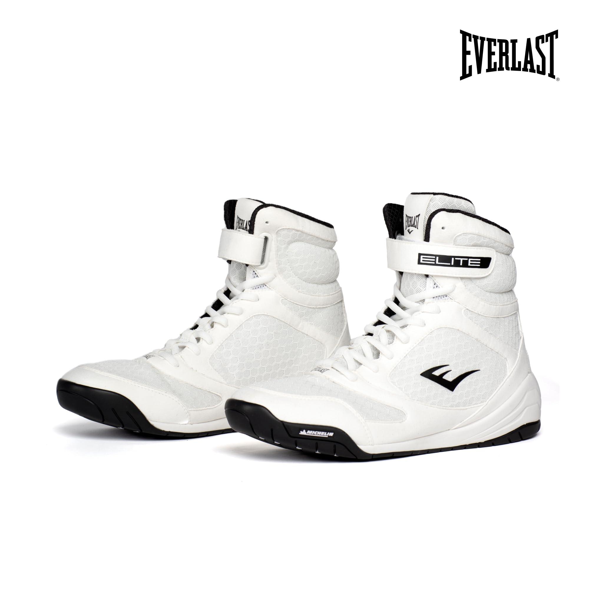 Everlast Everlast Elite V2 Boxing Shoes: Your Ultimate Training Companion for Excellence and Durability Boxing Shoes, Elite 2 Shoes, Training Footwear (White, Size 12)