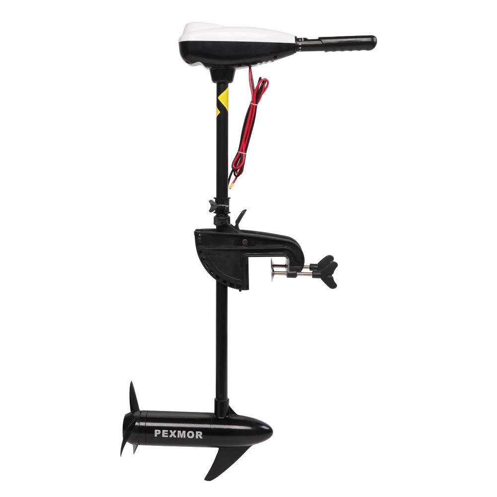 PEXMOR PEXMOR 55LBS Thrust 8 Speed Electric Trolling Motor, Electric Outboard Boat Motor w/Adjustable Handle & LED Indicator, Transom Mounted for Saltwater, Kayak, Fishing Boat