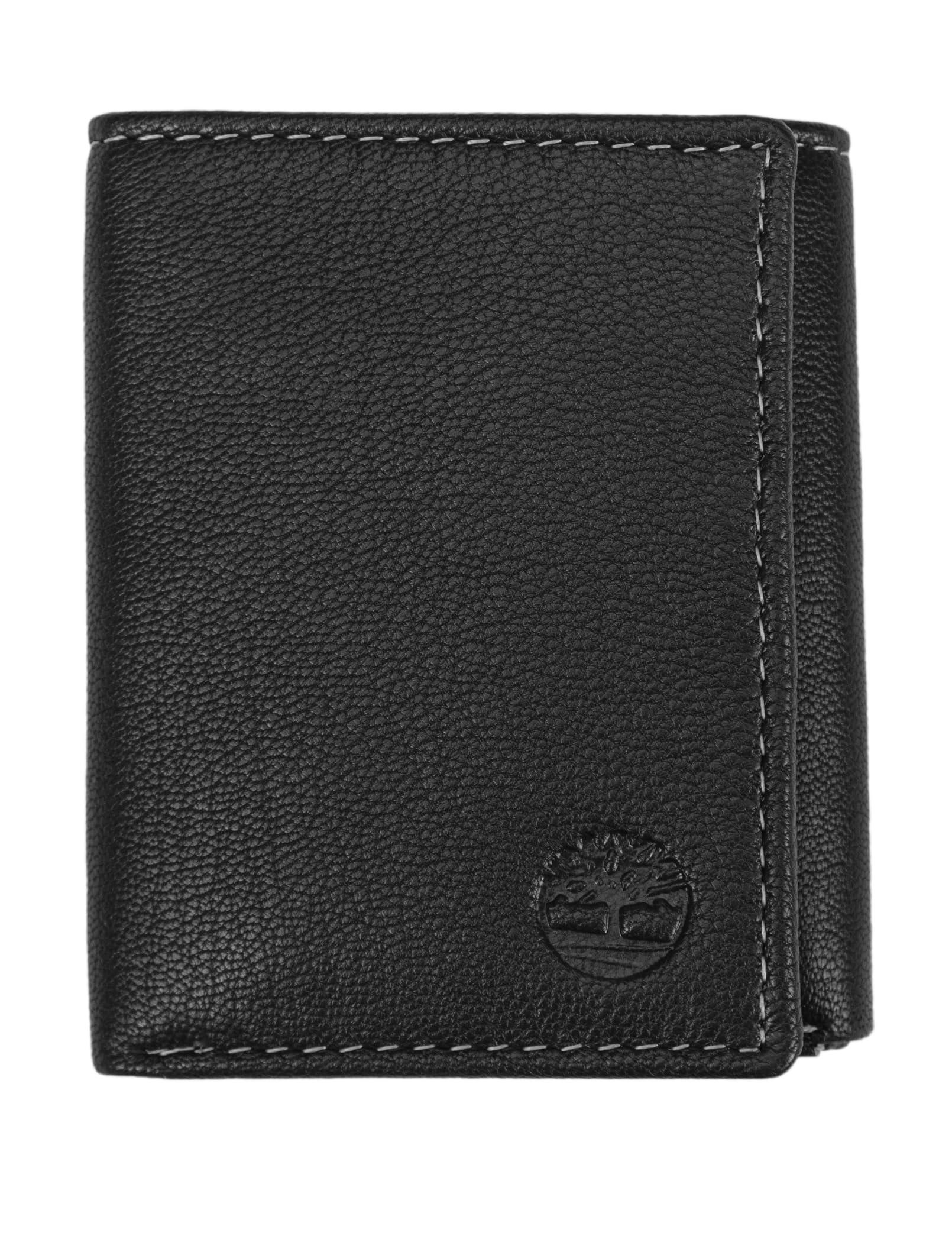 Timberland Timberland Men's Leather Trifold Wallet with Id Window, Black (Blix), One Size