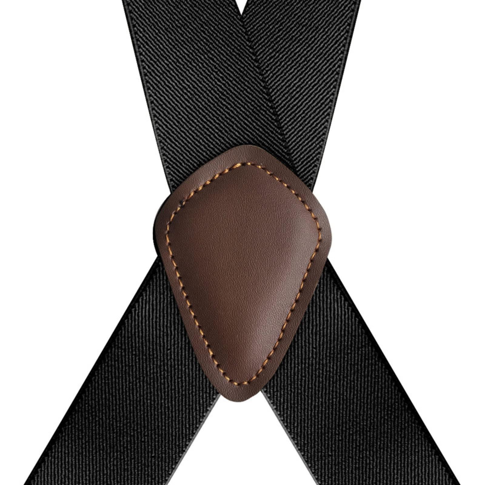 WEJUN Men Braces Suspenders Heavy Duty Suspenders for Men 2.5Cm Wide X Back with 2 Side Clips Hooks Adjustable Elastic Trouser Braces,Dark Khaki