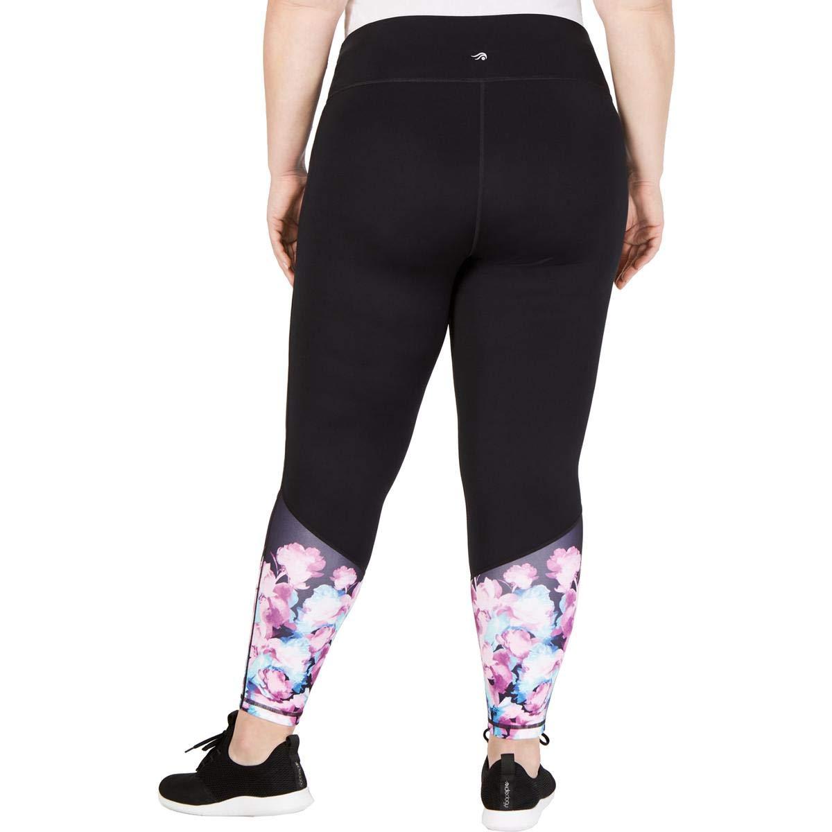 Ideology Ideology Womens Mid-Rise Workout Athletic Leggings Black 3X