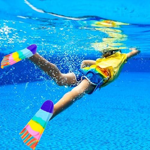 Gugmoy Gugmoy Kids Swim Fins,Comfortable Silicone Flippers for Swimming and Diving,Size Suitable Beginners Kids Girls Boys Adults (XX-Small, ZAColorful-A)