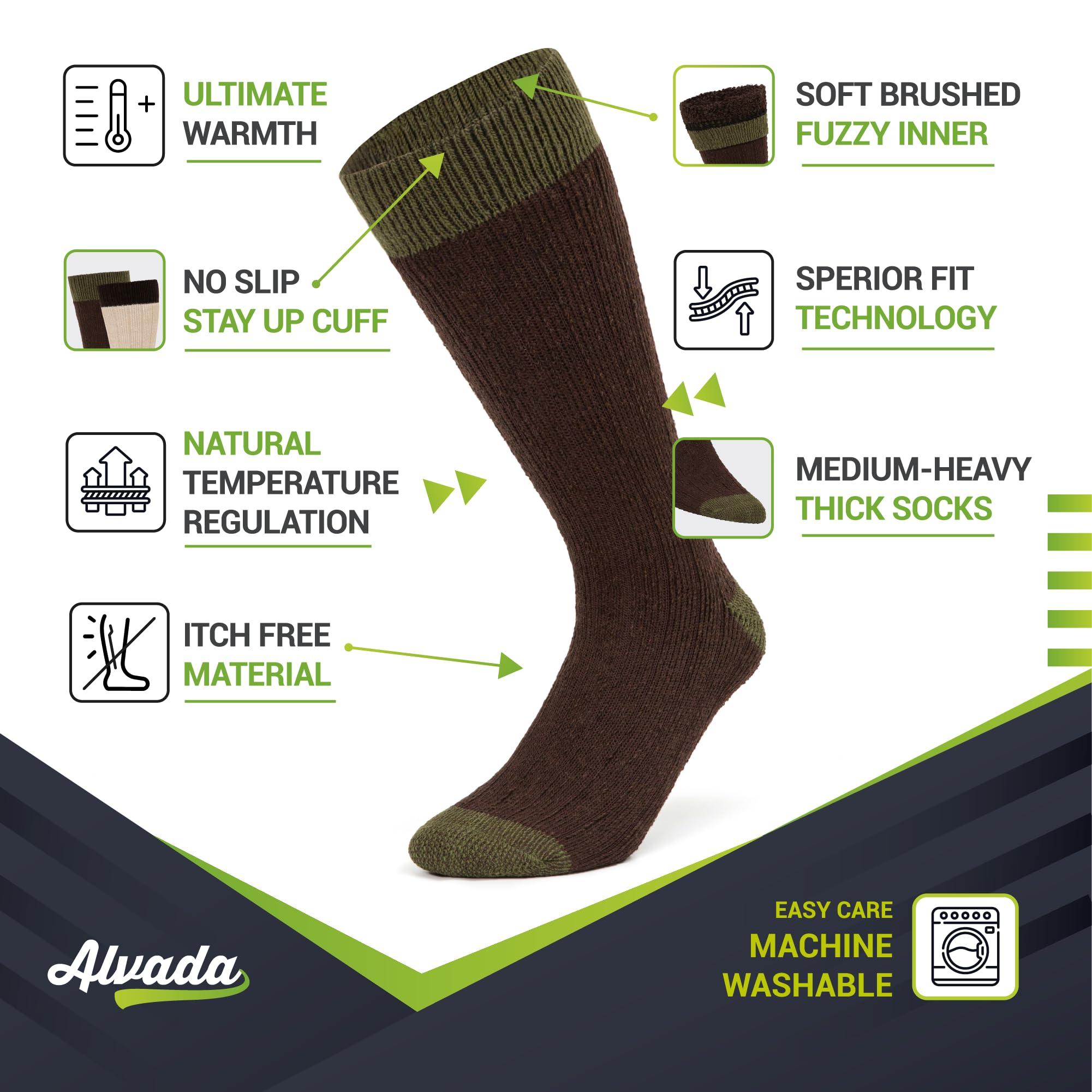 Alvada Alvada Merino Wool Hiking Socks Thermal Warm Crew Winter Boot Sock For Men Women 3 Pairs ML