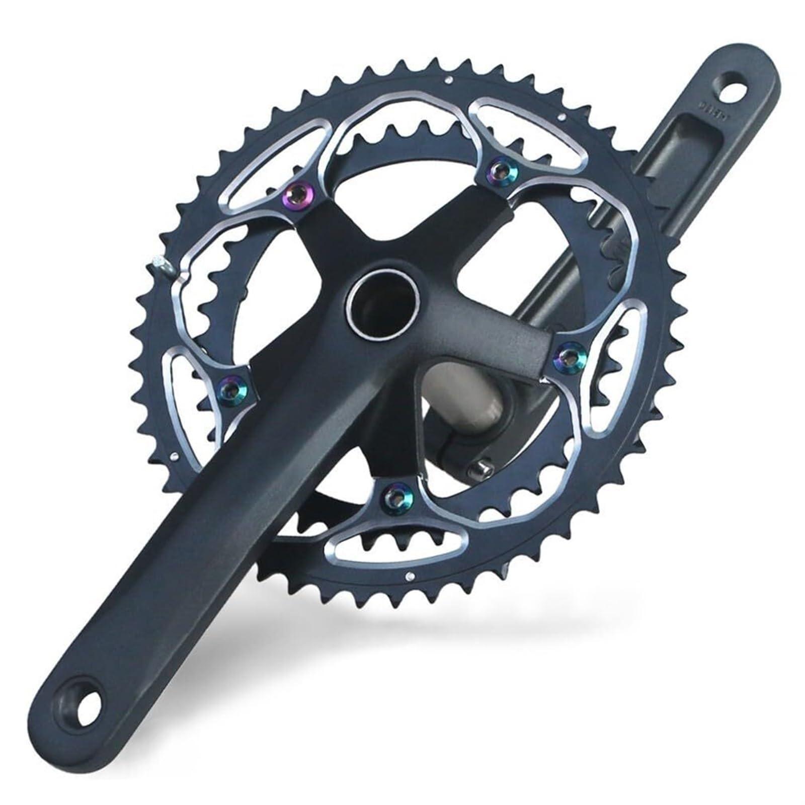 KLYso KLYso Crank Length 152mm/165mm/170mm 39T/50T Discs BCD130mm Road Bike Hollow One Piece Teethers Compatible with Single/Double Discs Road Bike Crank Bicycle Crank(BKA,152MM)