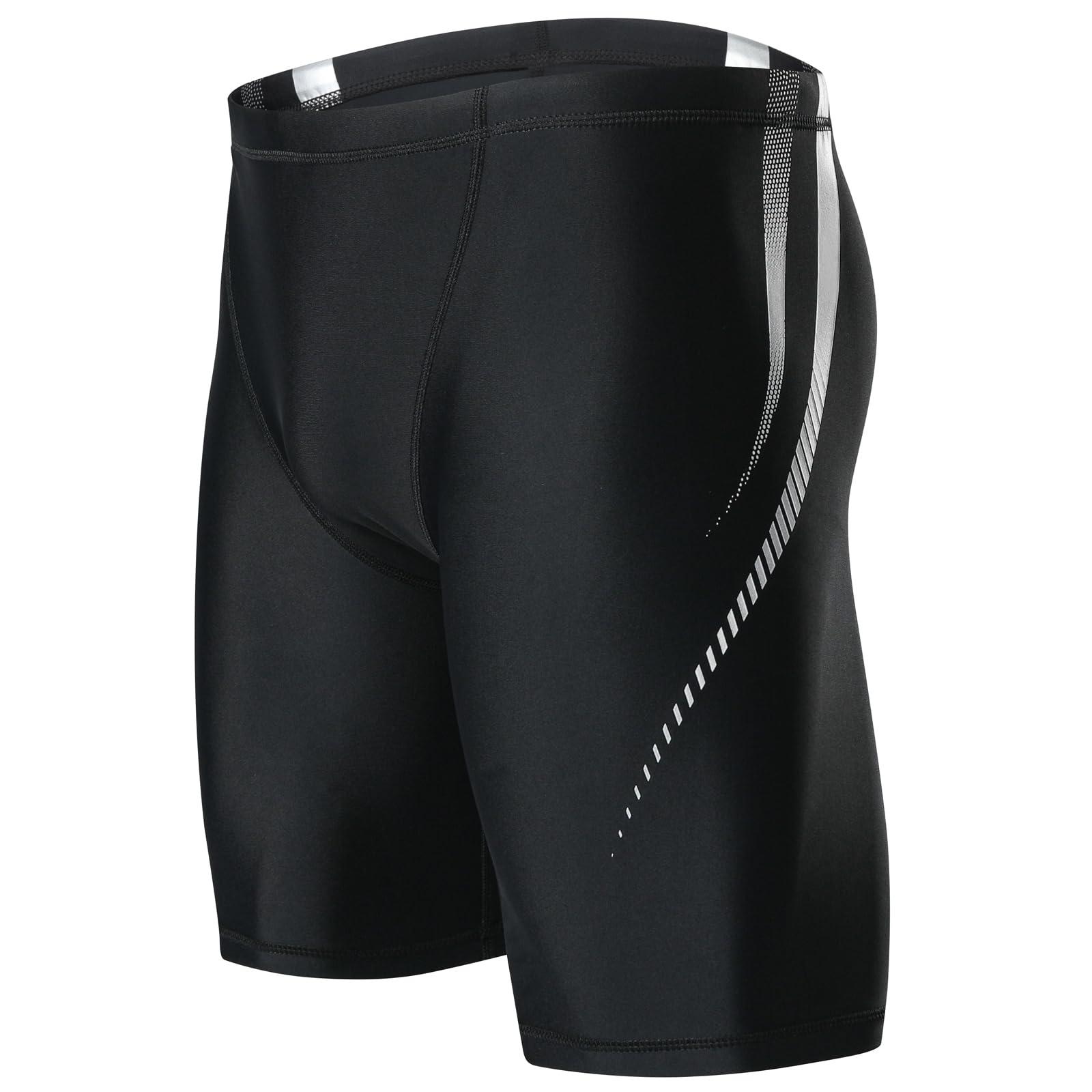 KGKE KGKE Mens-Swim-Jammers Athletic-Swimwear Quick-Dry-Shorts Durable-Team-Swimsuits - Drawstring Competition Swimming Soft UPF50+ (White Offset Printing, 2XL)